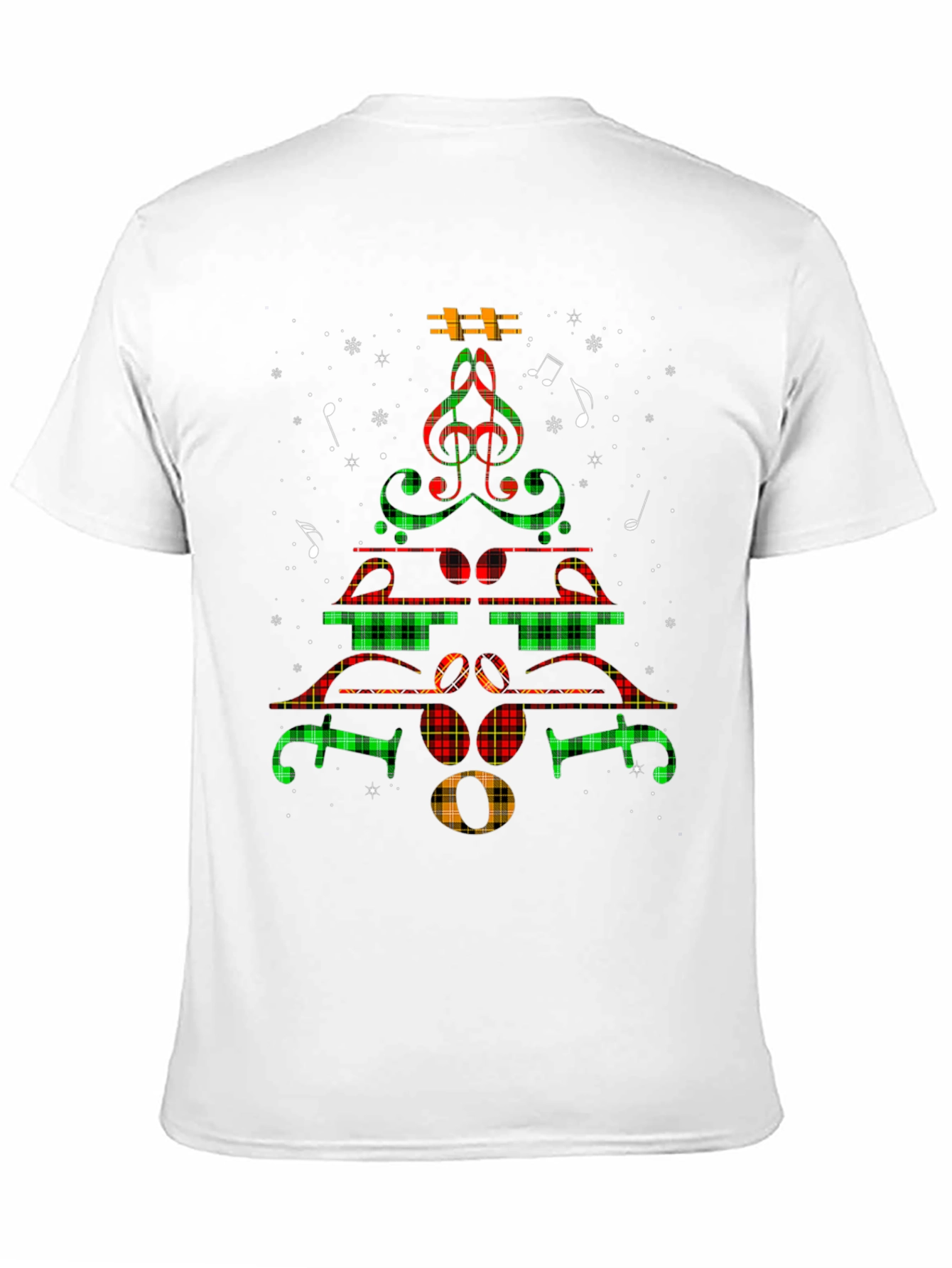 Musical Christmas Tree T-Shirt - Plaid Notes Festive Tee