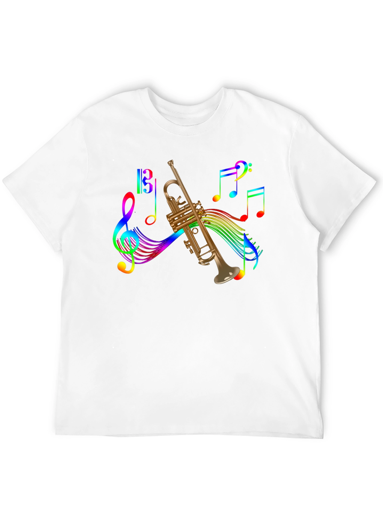 Musical Trumpet Rainbow Notes Graphic Tee