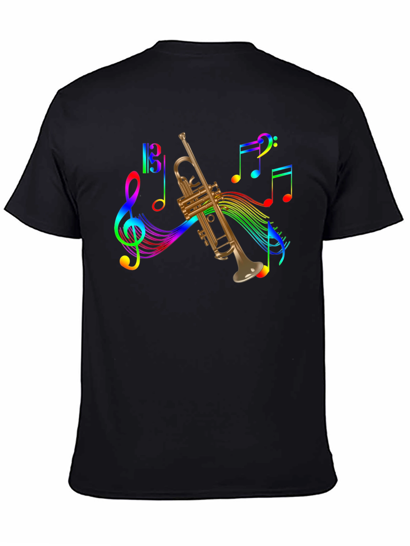 Musical Trumpet Rainbow Notes Graphic Tee