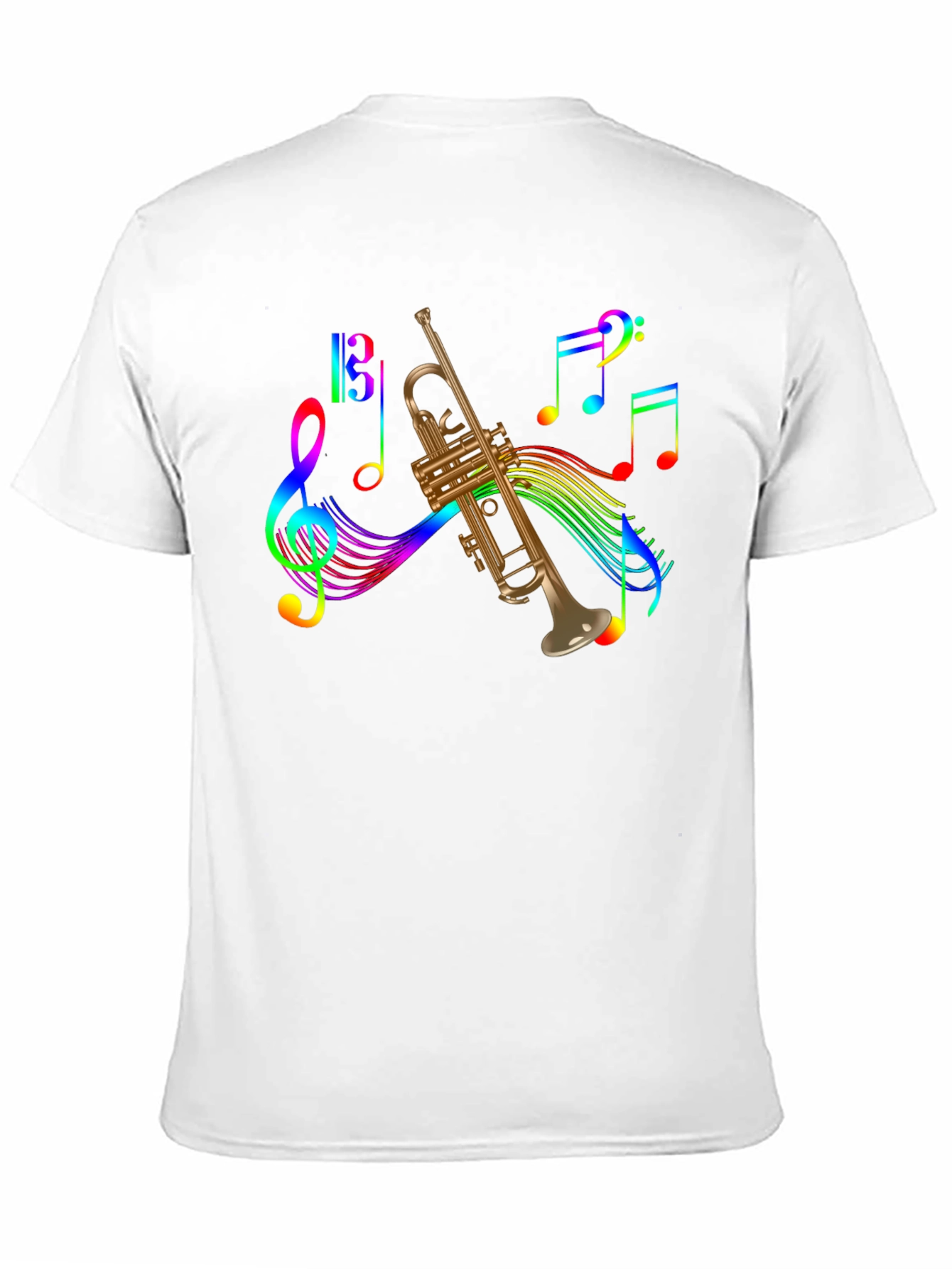 Musical Trumpet Rainbow Notes Graphic Tee