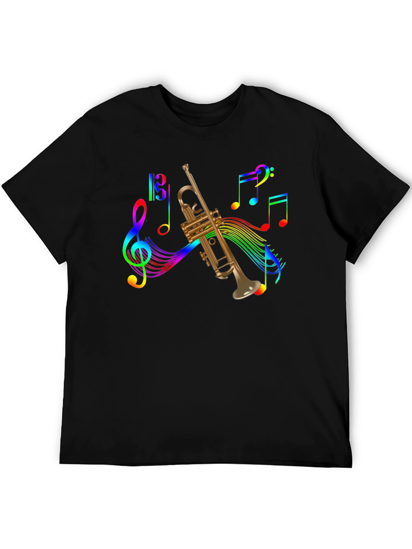 Musical Trumpet Rainbow Notes Graphic Tee