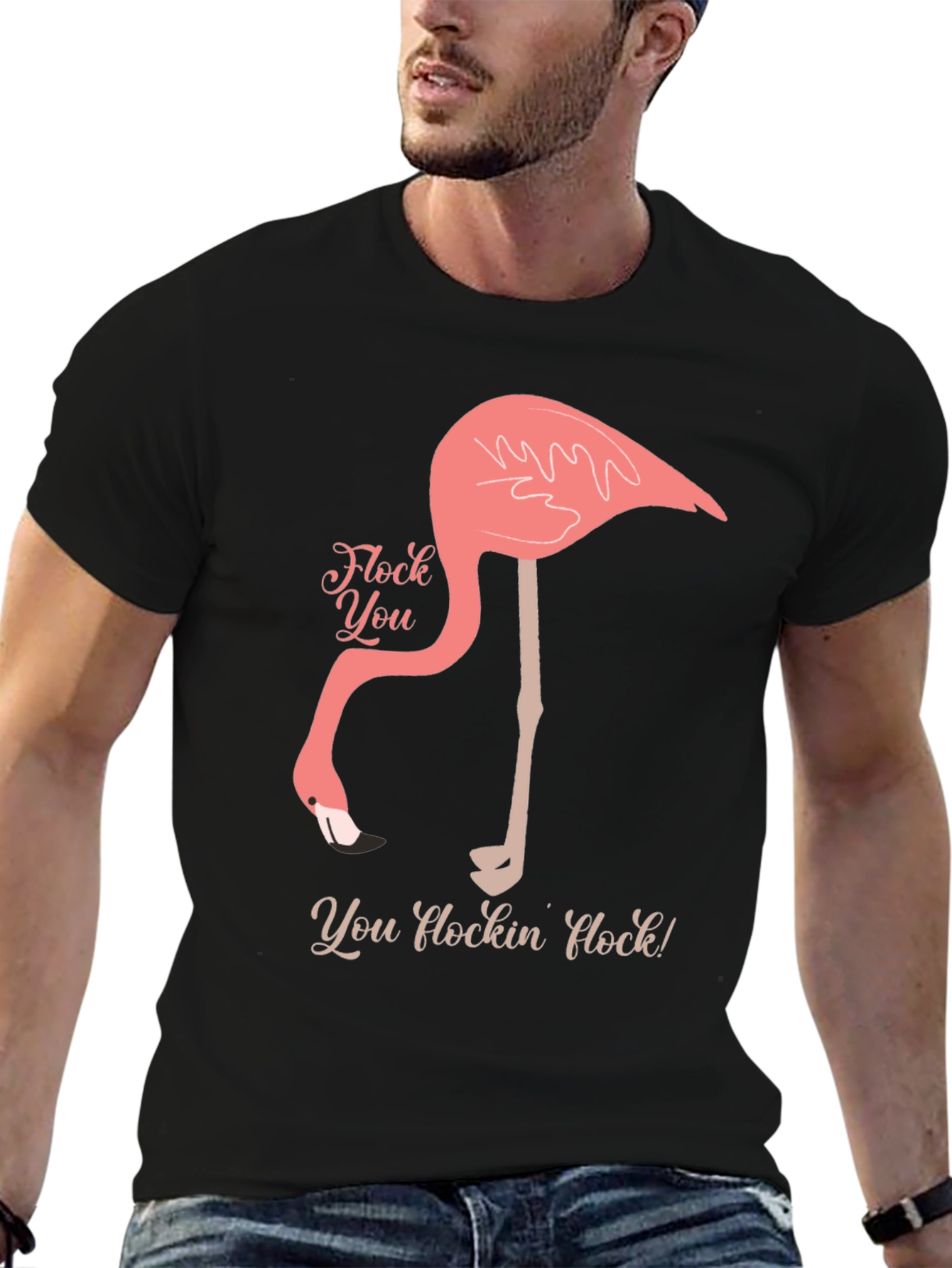 Funny Flamingo Graphic T-Shirt - You Flockin Flock!