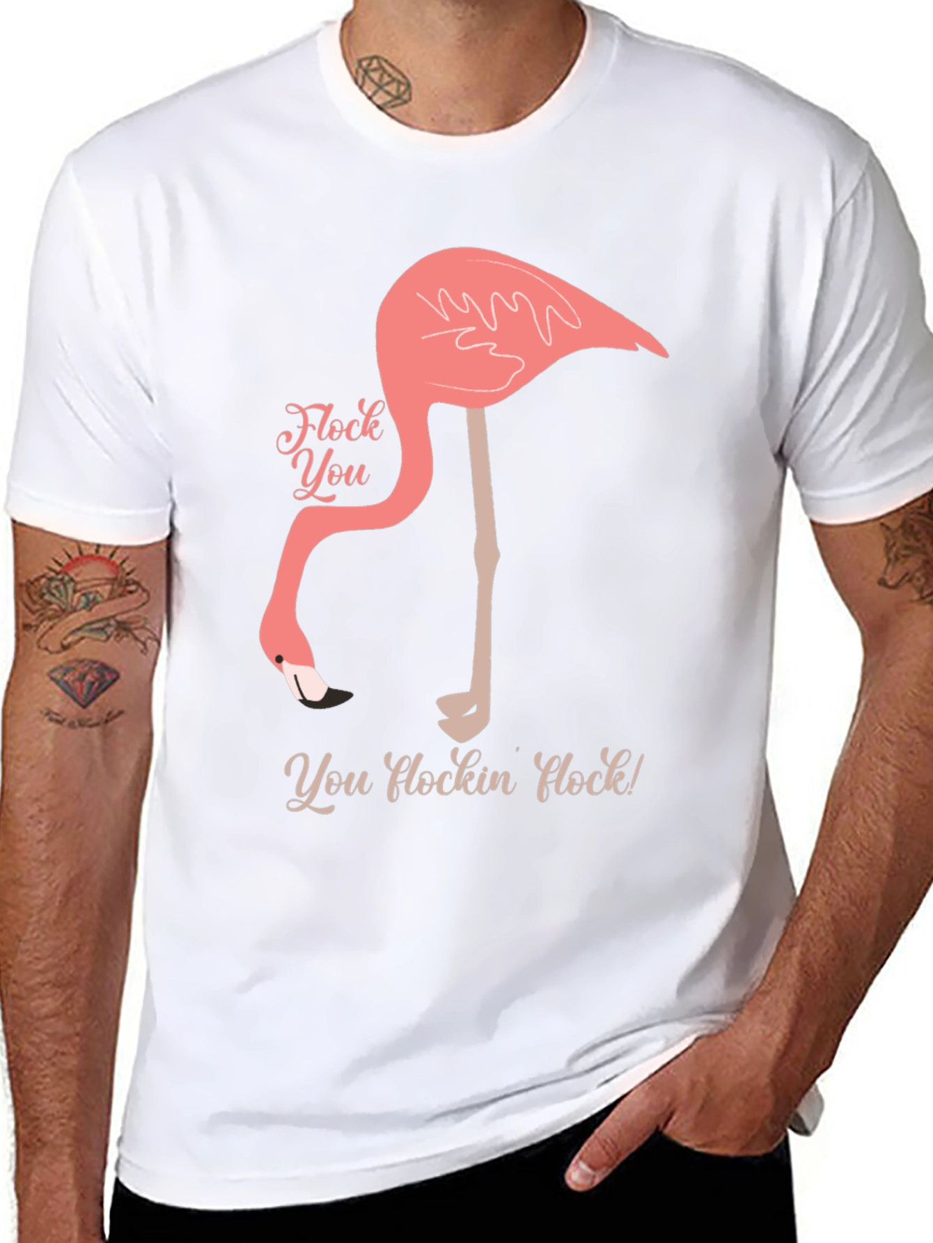 Funny Flamingo Graphic T-Shirt - You Flockin Flock!