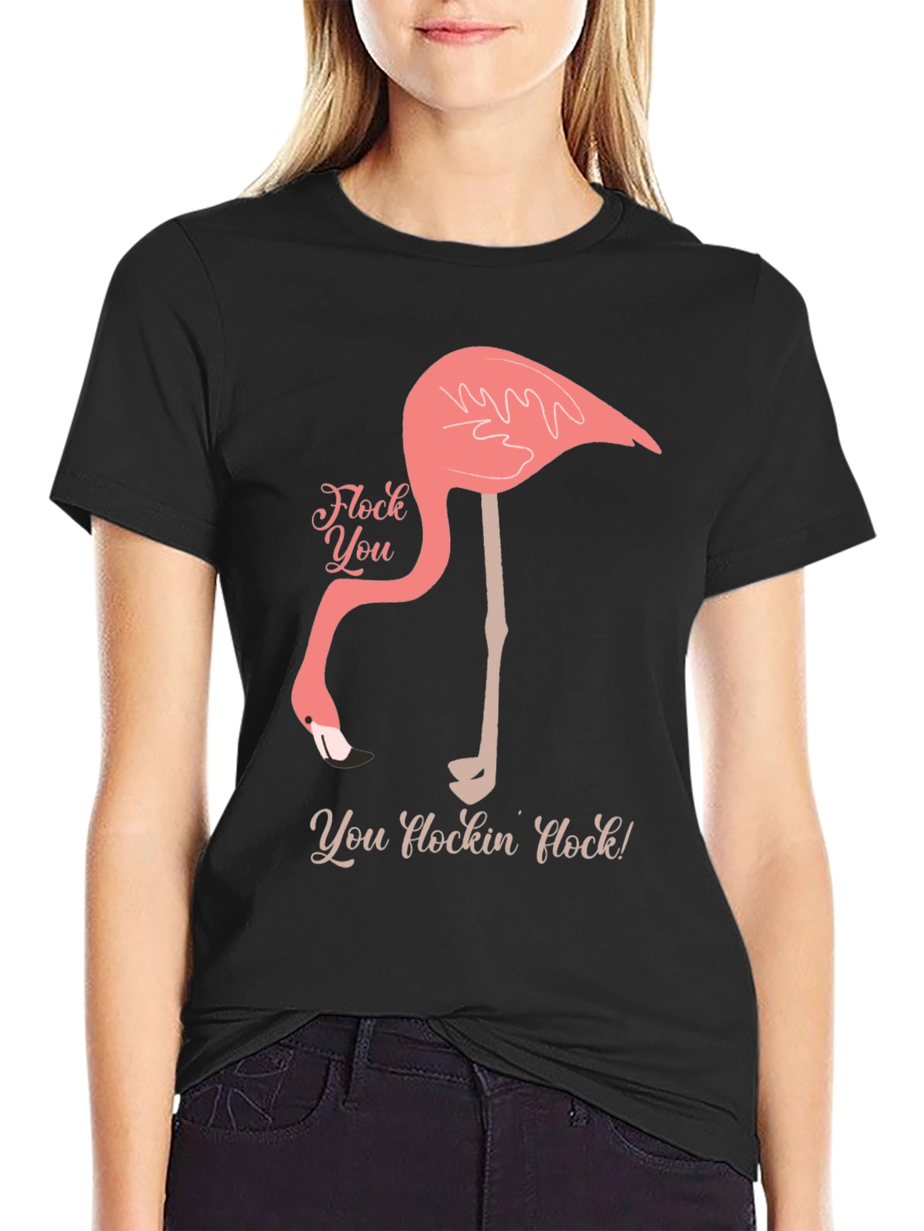 Funny Flamingo Graphic T-Shirt - You Flockin Flock!