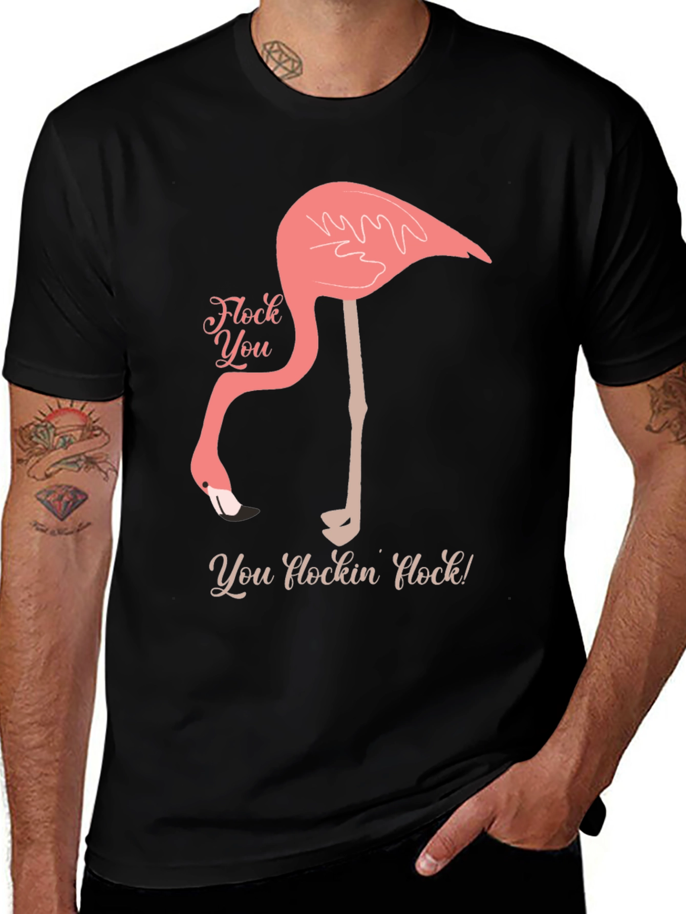 Funny Flamingo Graphic T-Shirt - You Flockin Flock!