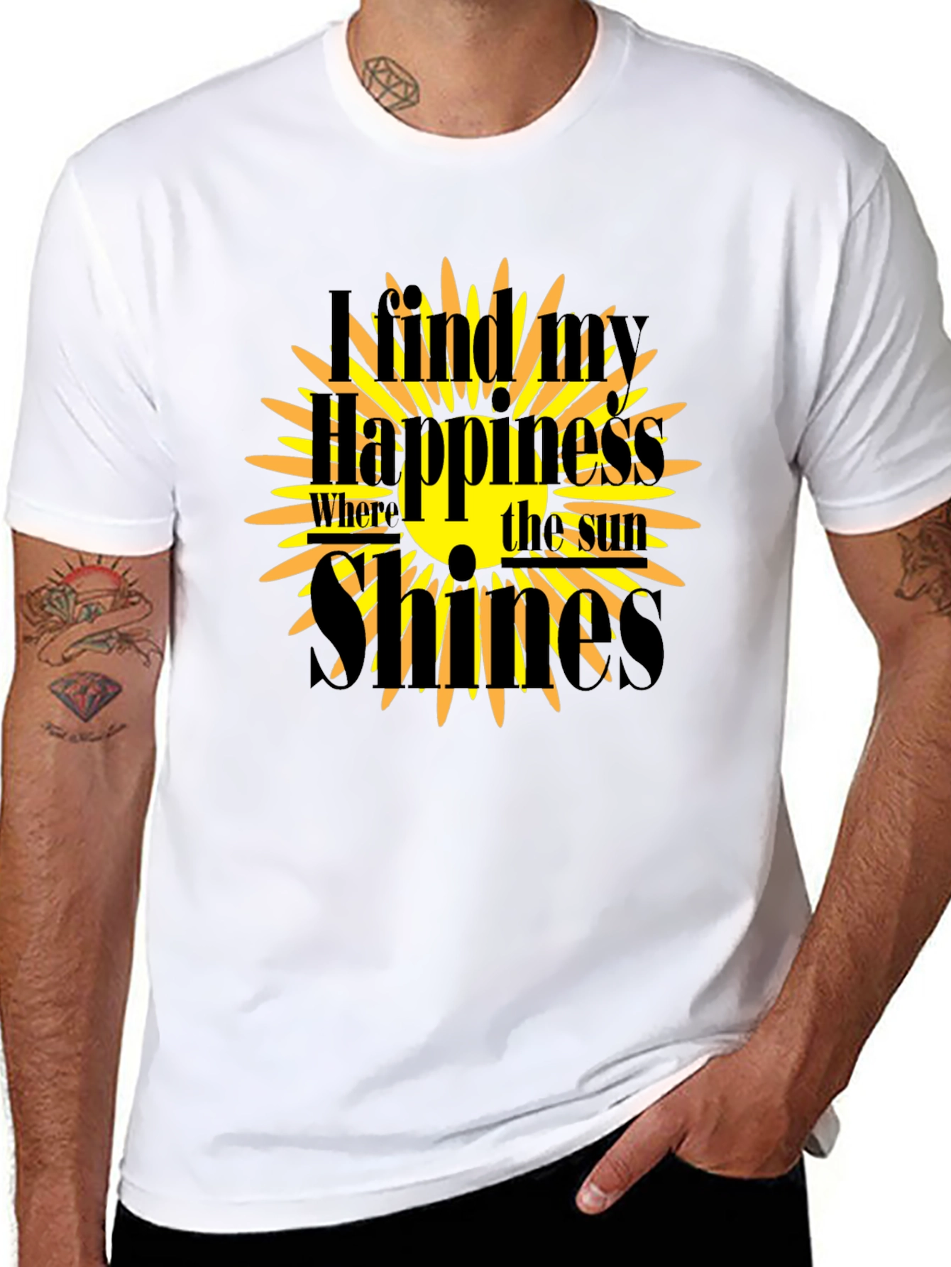 Sunshine Happiness Black Graphic T-Shirt