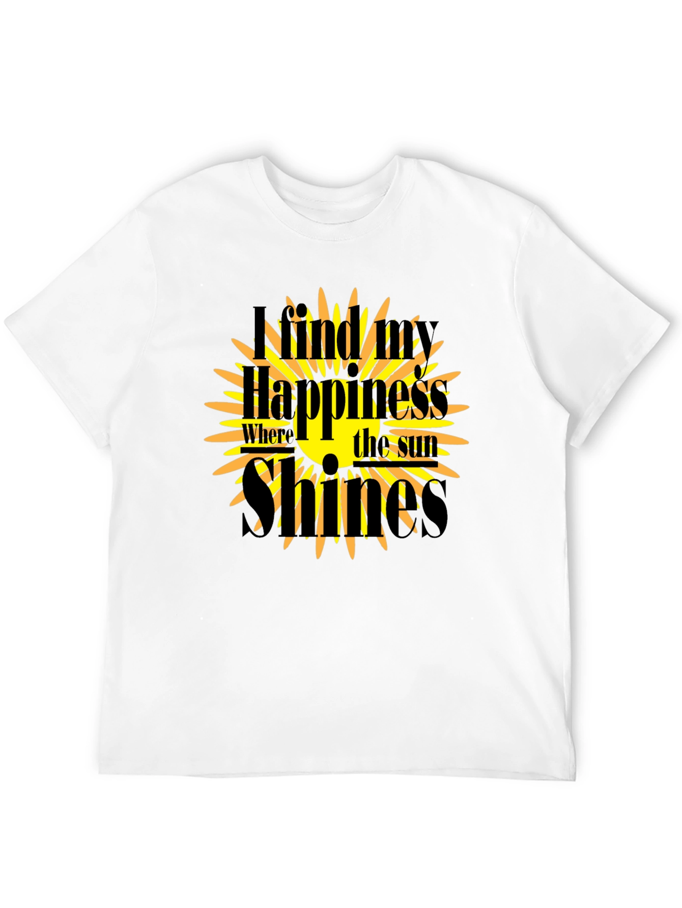 Sunshine Happiness Black Graphic T-Shirt