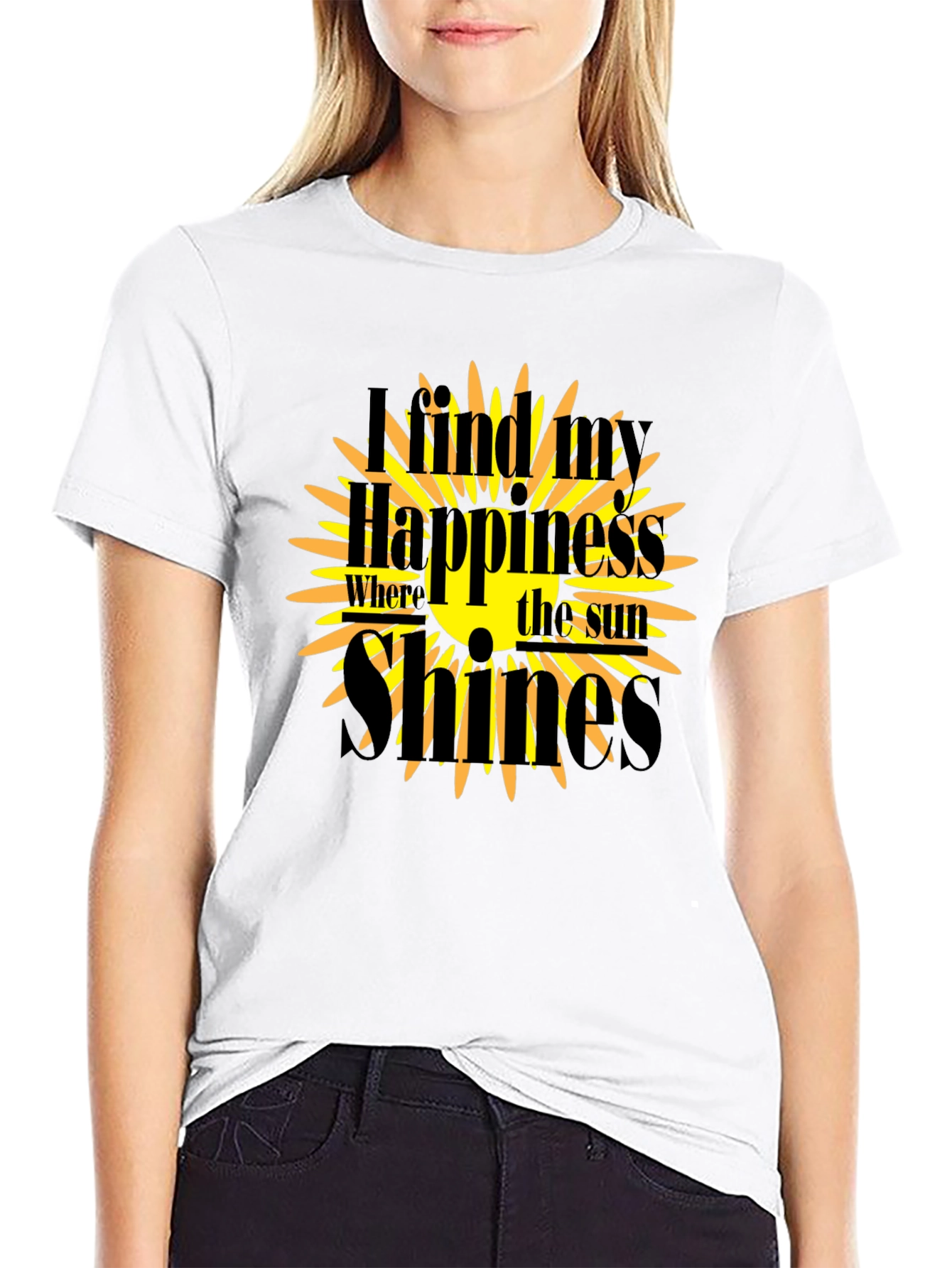 Sunshine Happiness Black Graphic T-Shirt