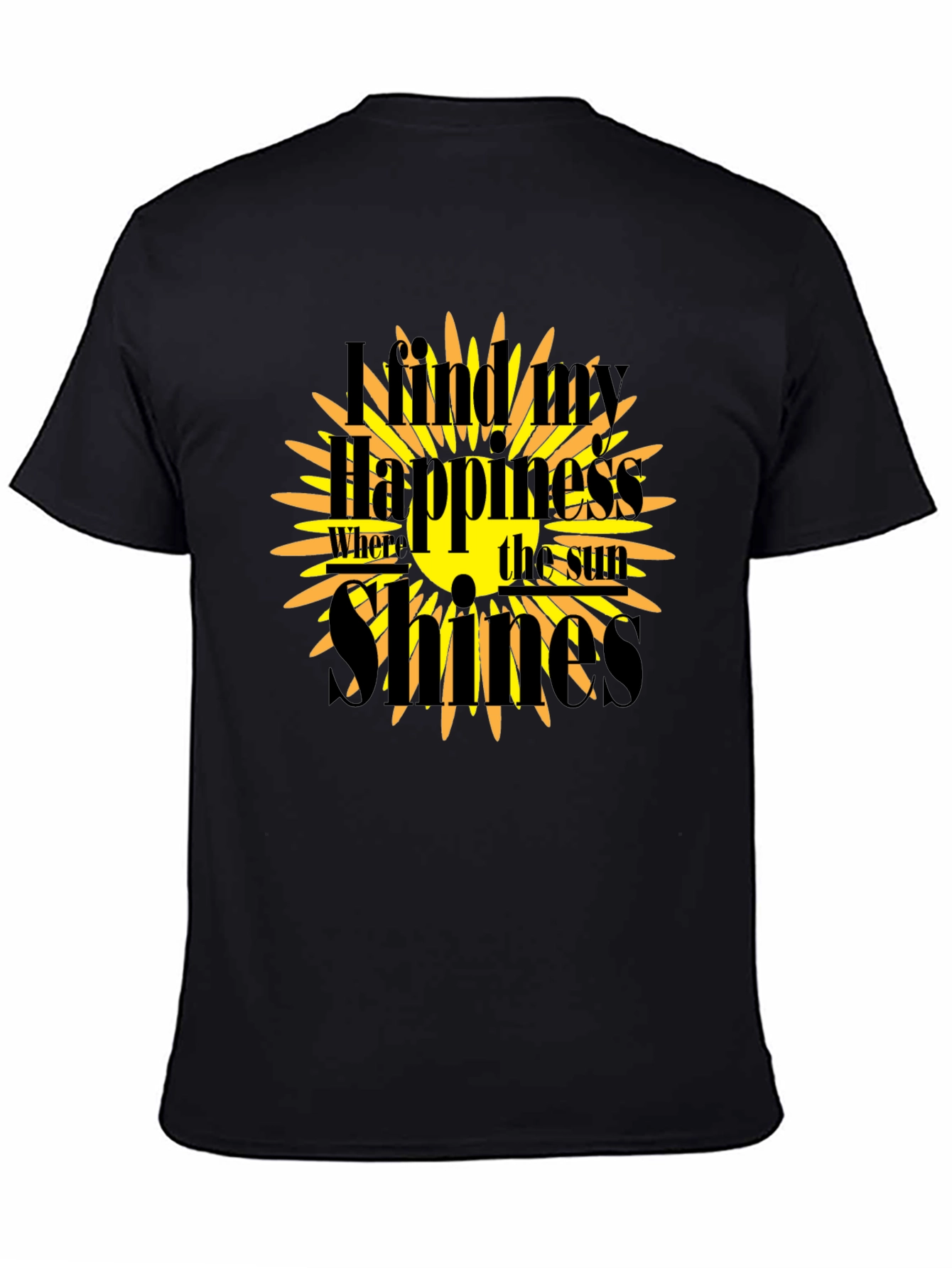 Sunshine Happiness Black Graphic T-Shirt