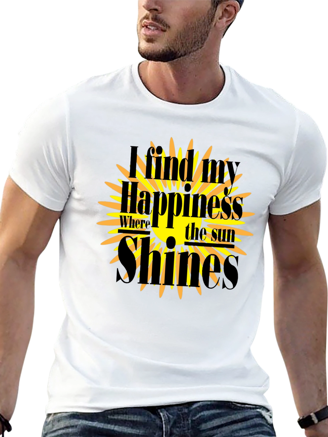 Sunshine Happiness Black Graphic T-Shirt