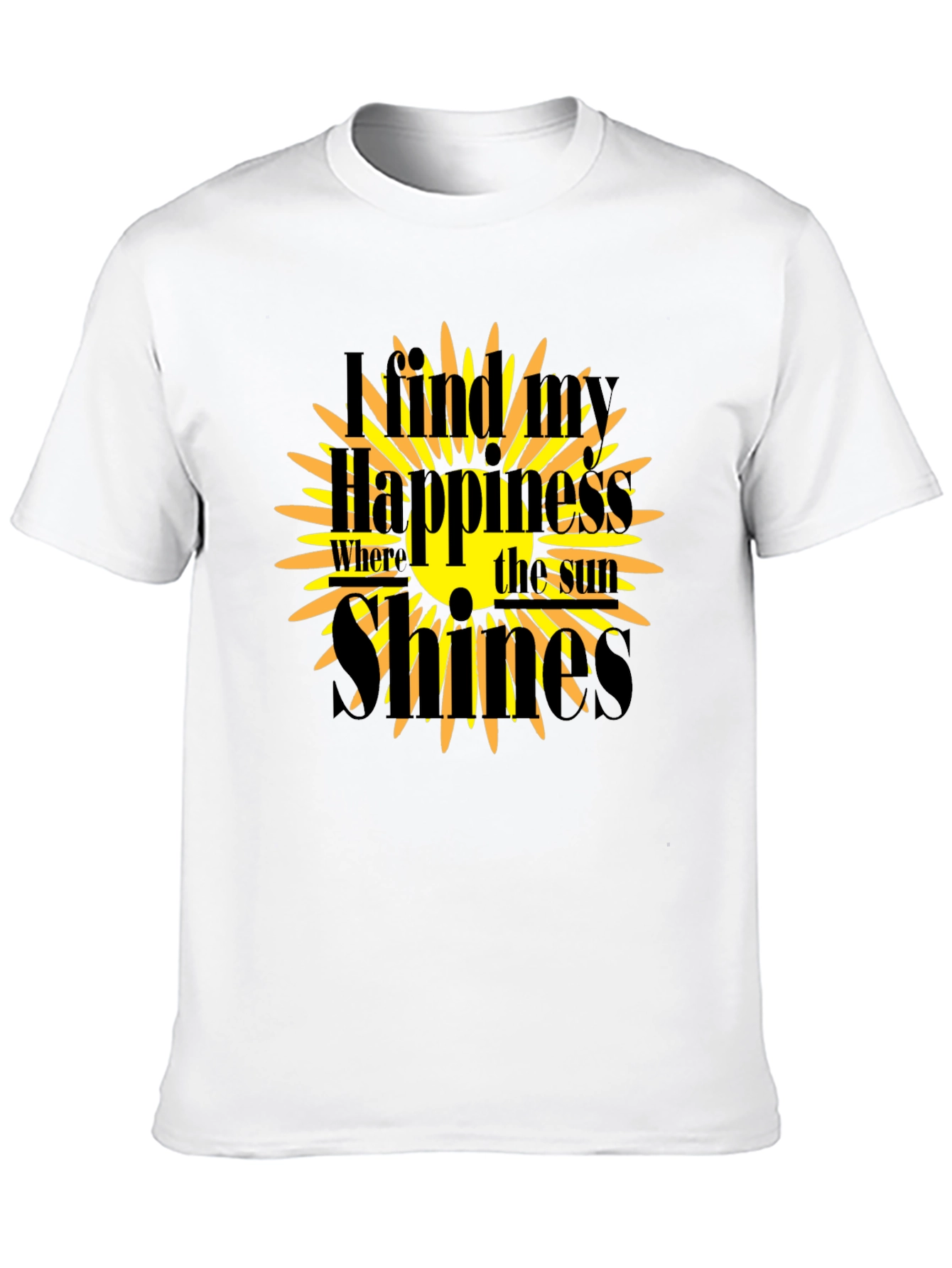 Sunshine Happiness Black Graphic T-Shirt