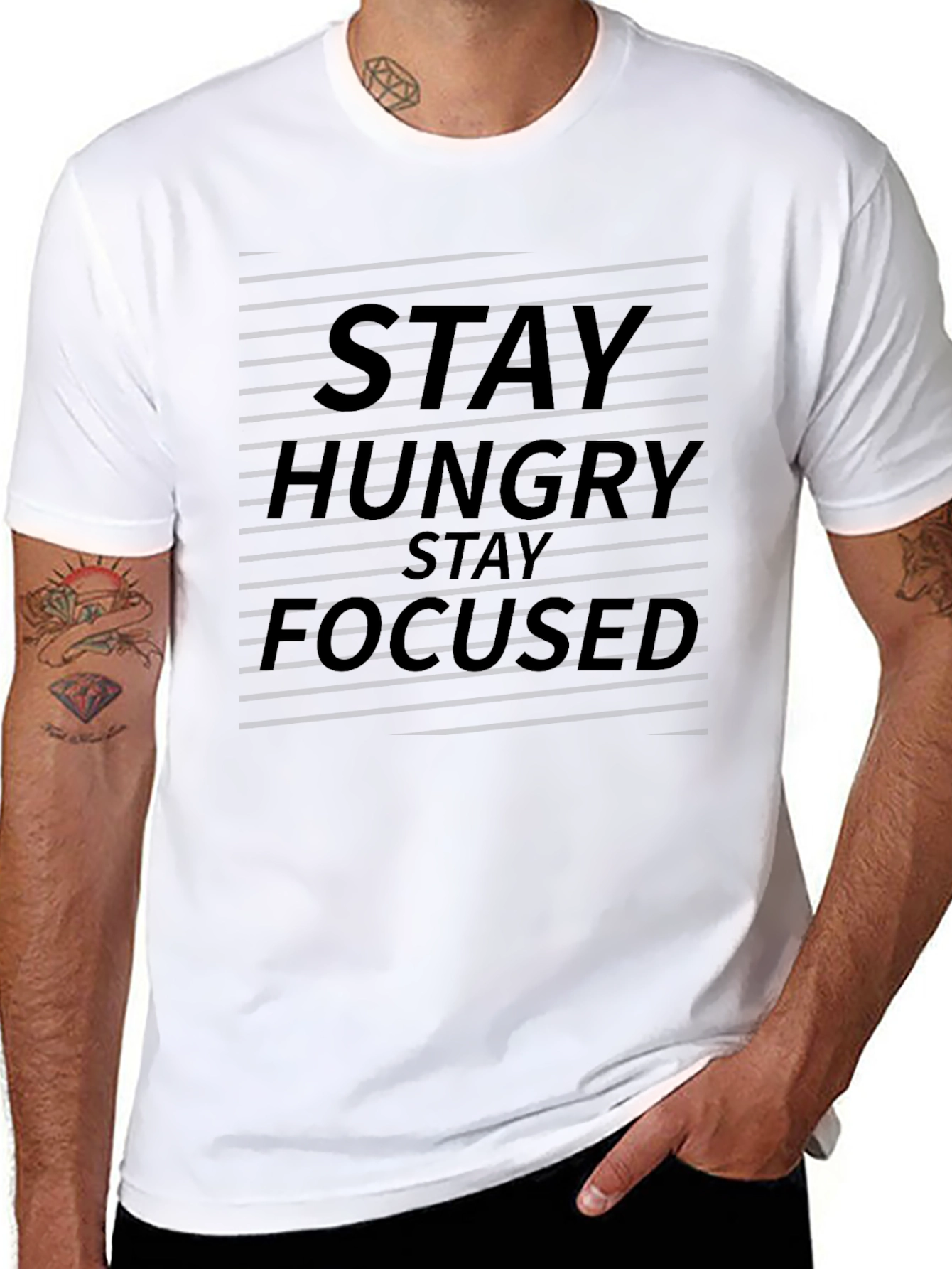 Stay Hungry Black Graphic T-Shirt