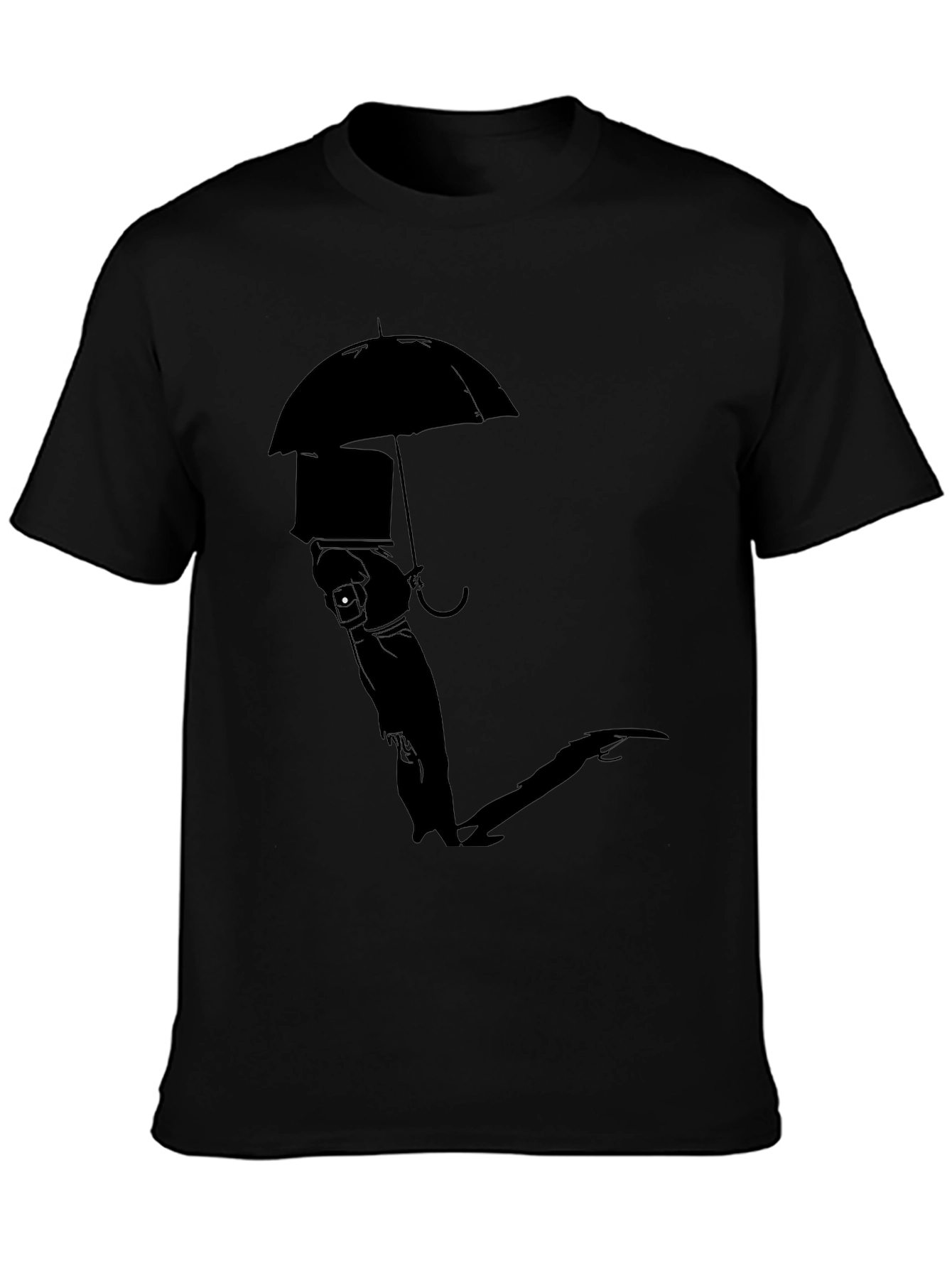 Silhouette Umbrella Graphic Tee - Modern Black T-Shirt