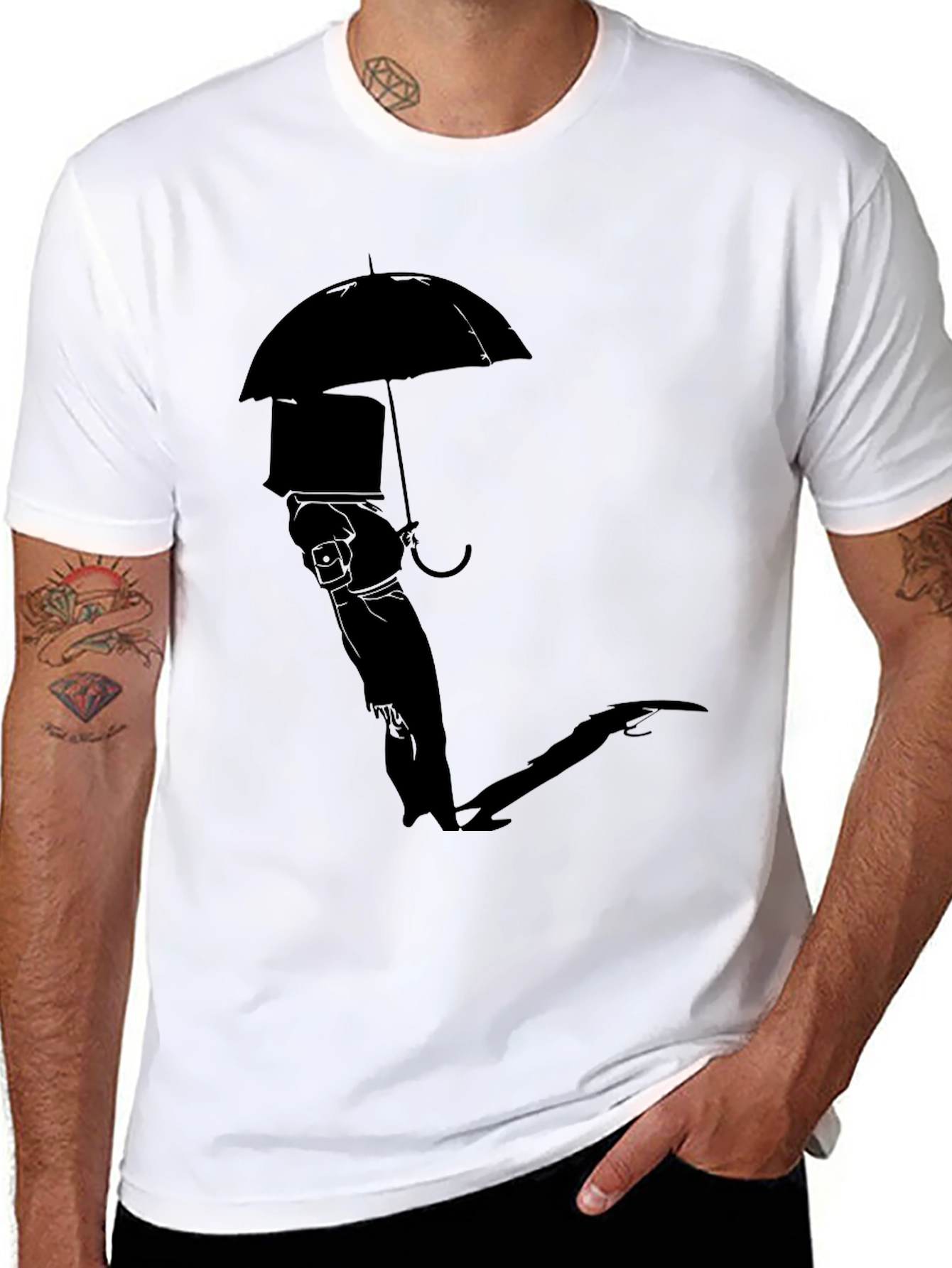 Silhouette Umbrella Graphic Tee - Modern Black T-Shirt