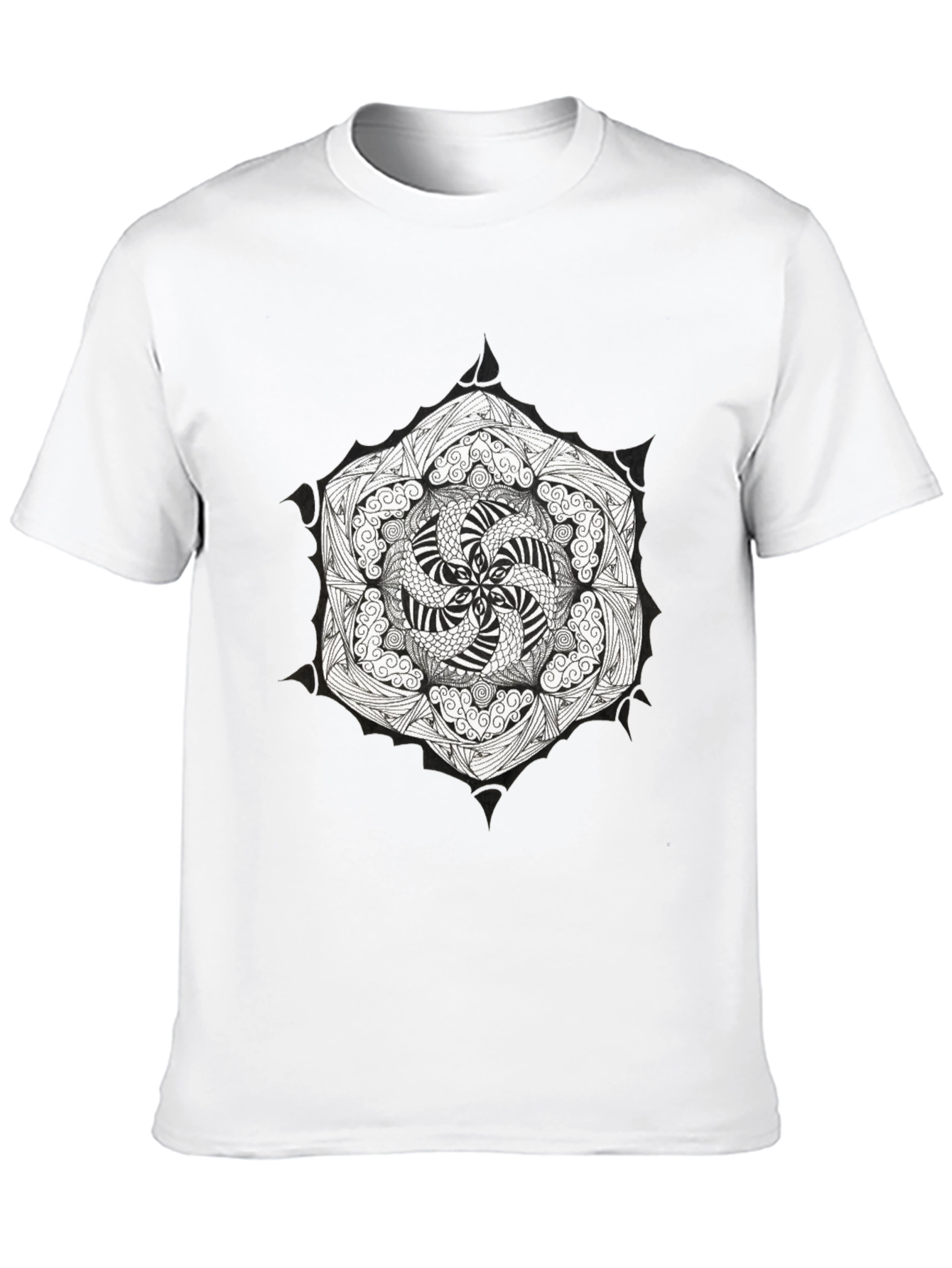 Black T-Shirt with Mandala Graphic Print
