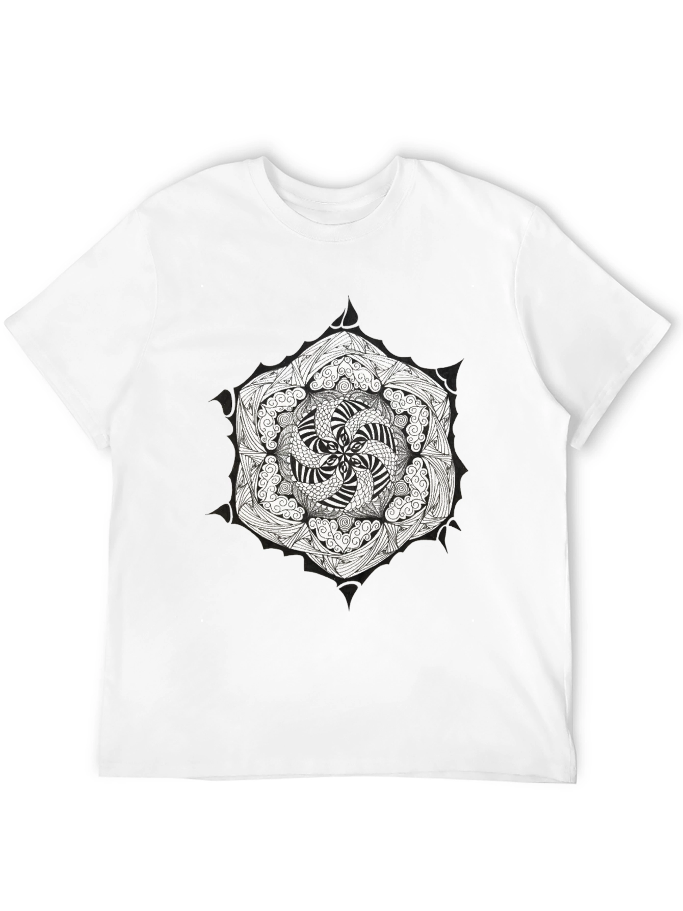 Black T-Shirt with Mandala Graphic Print