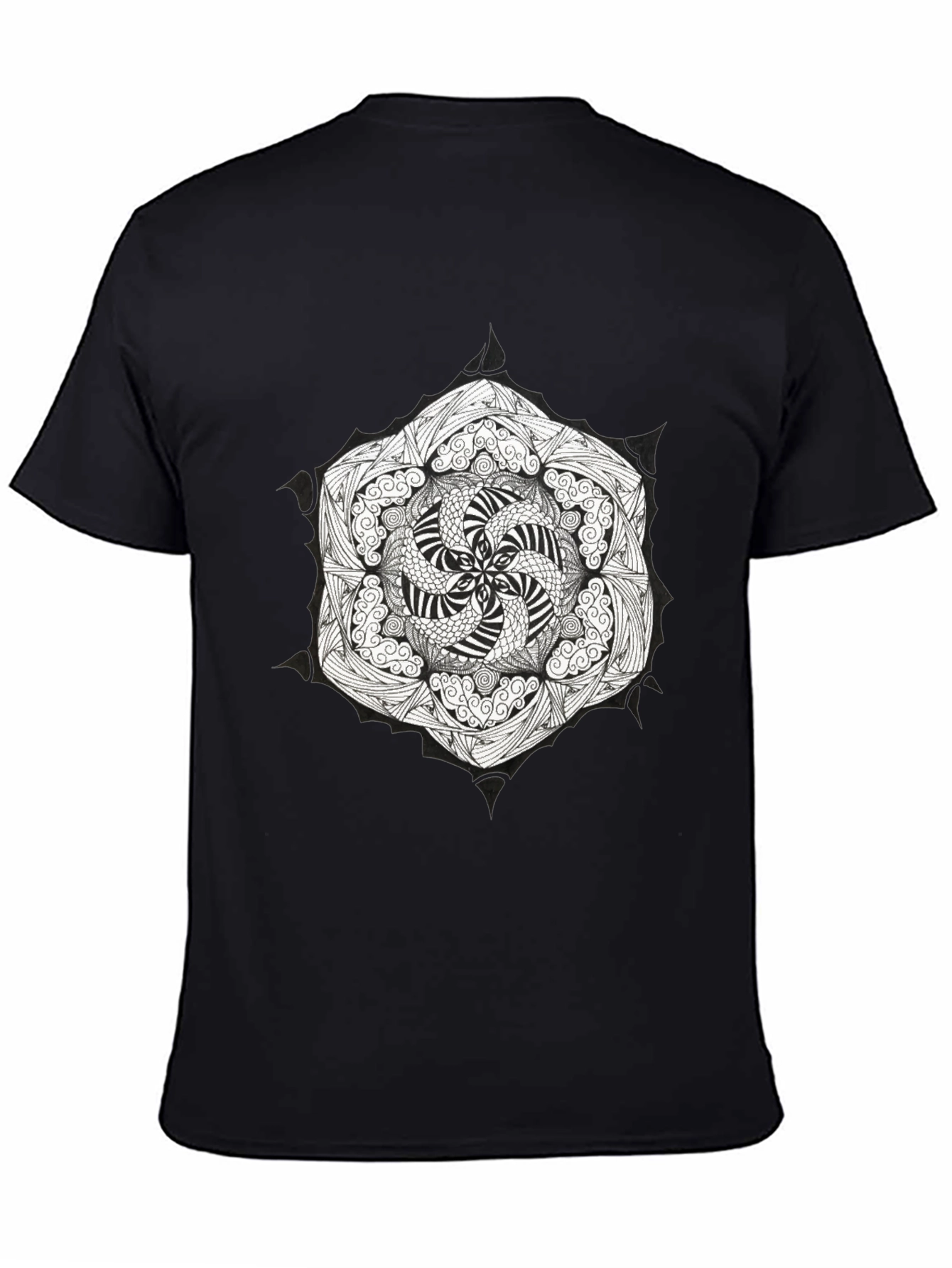 Black T-Shirt with Mandala Graphic Print
