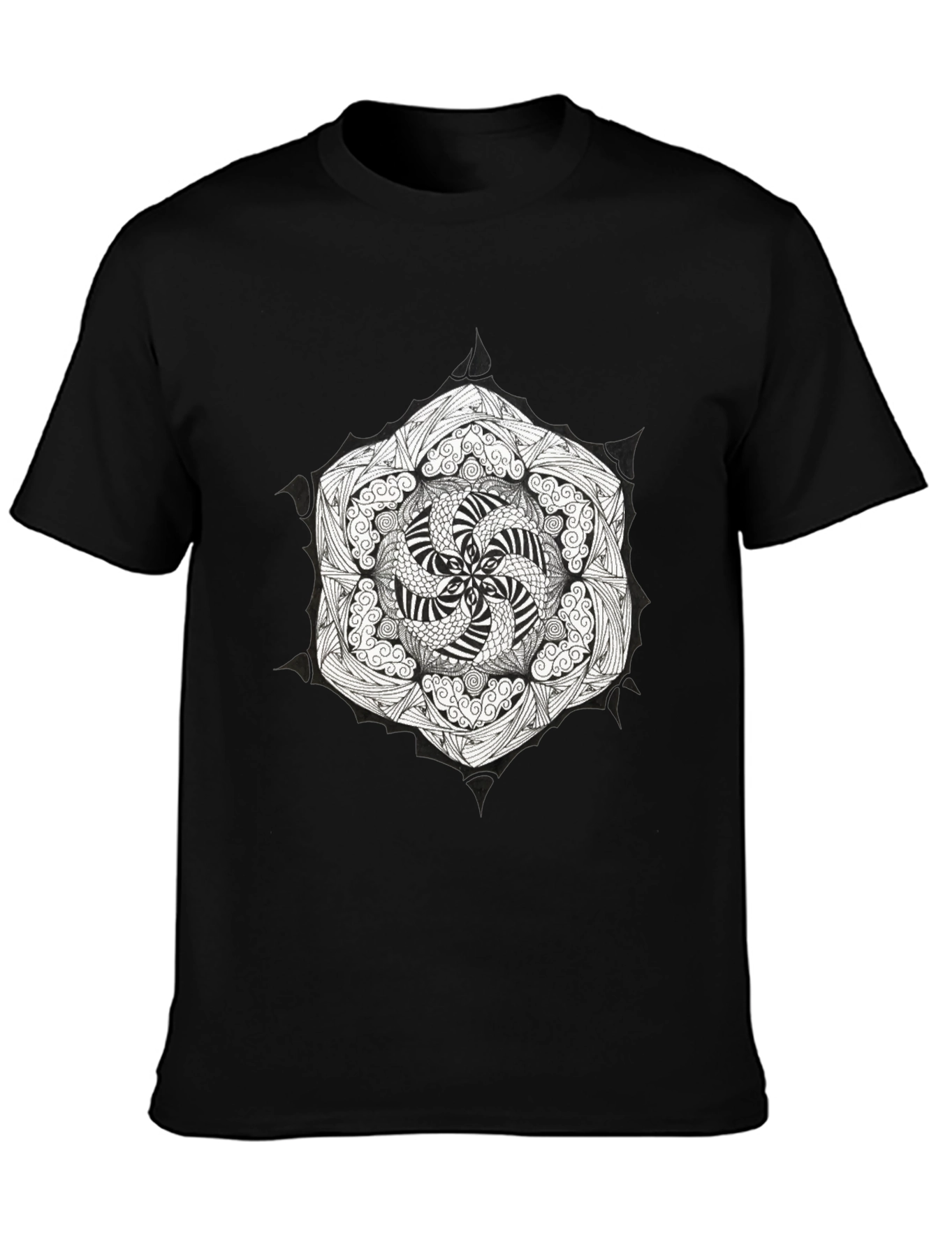 Black T-Shirt with Mandala Graphic Print
