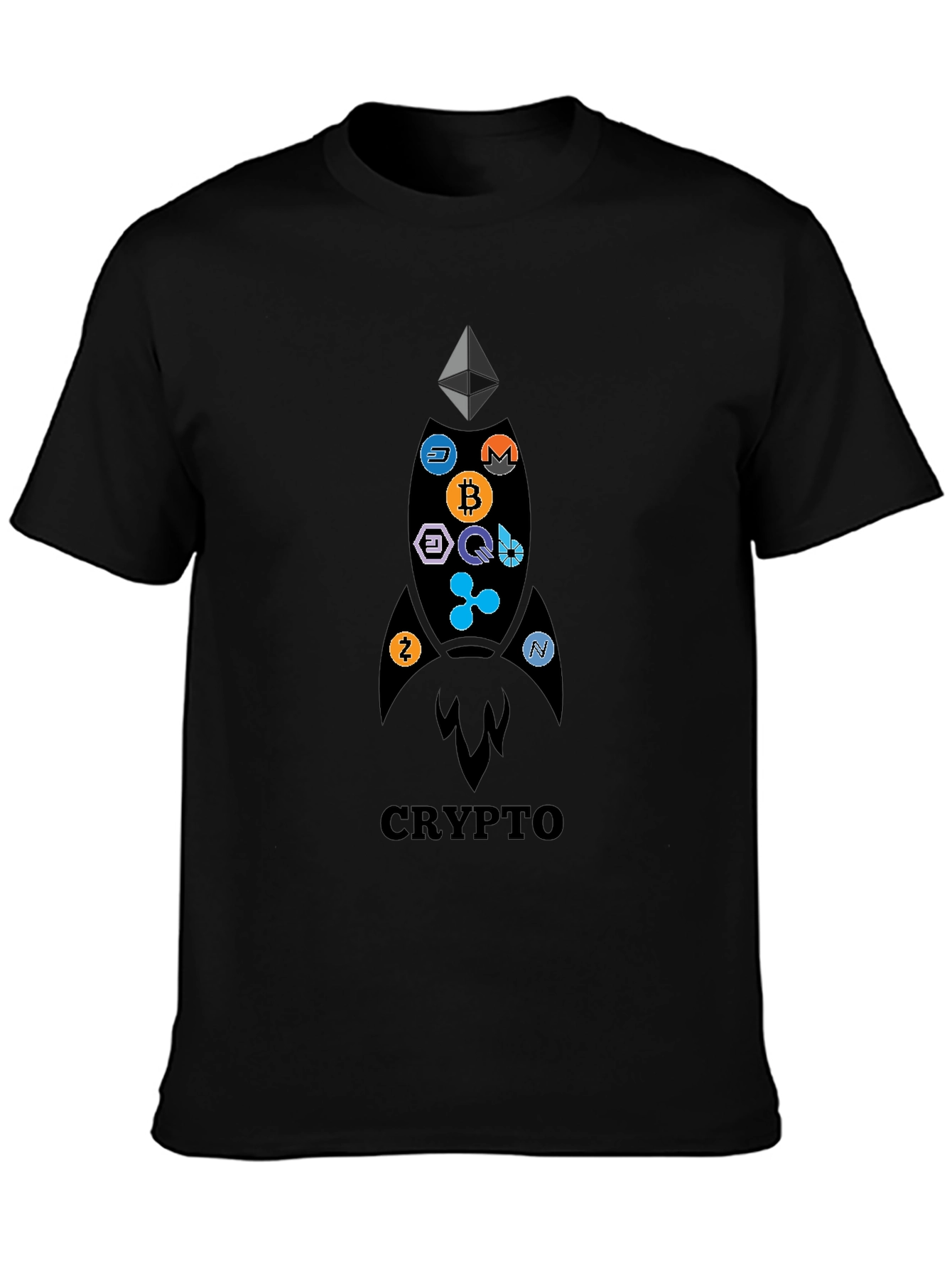 Crypto Rocket T-Shirt - Bitcoin Ethereum and More!