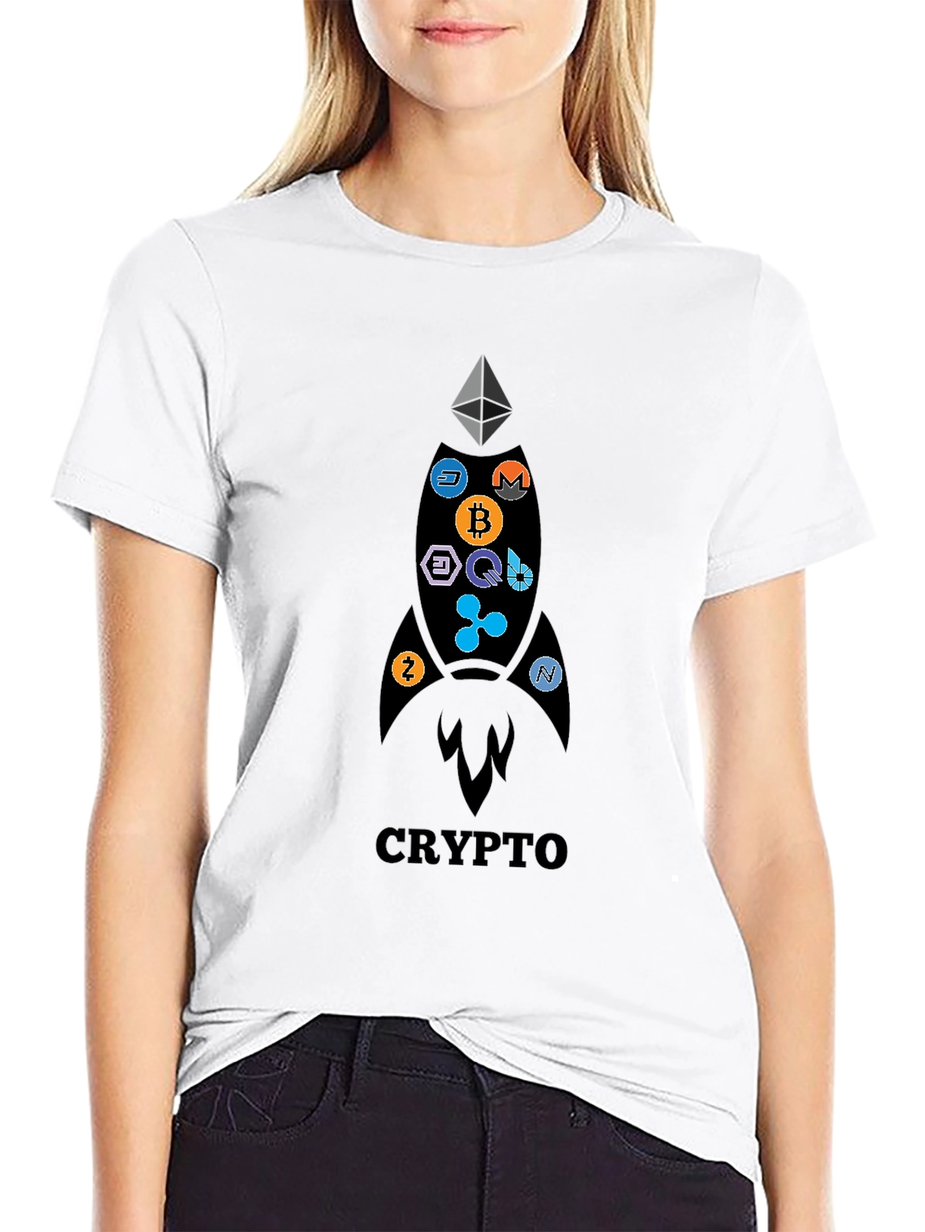 Crypto Rocket T-Shirt - Bitcoin Ethereum and More!