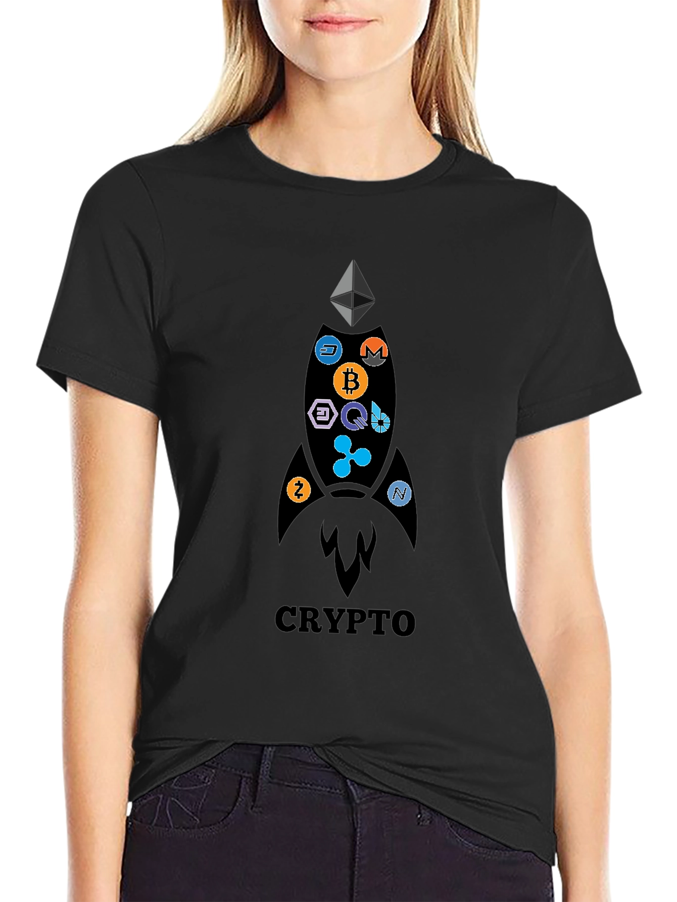 Crypto Rocket T-Shirt - Bitcoin Ethereum and More!