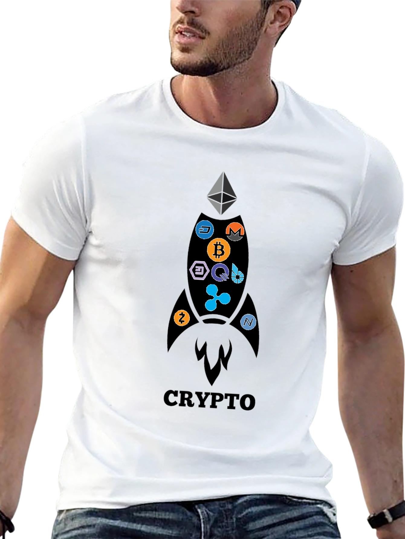 Crypto Rocket T-Shirt - Bitcoin Ethereum and More!