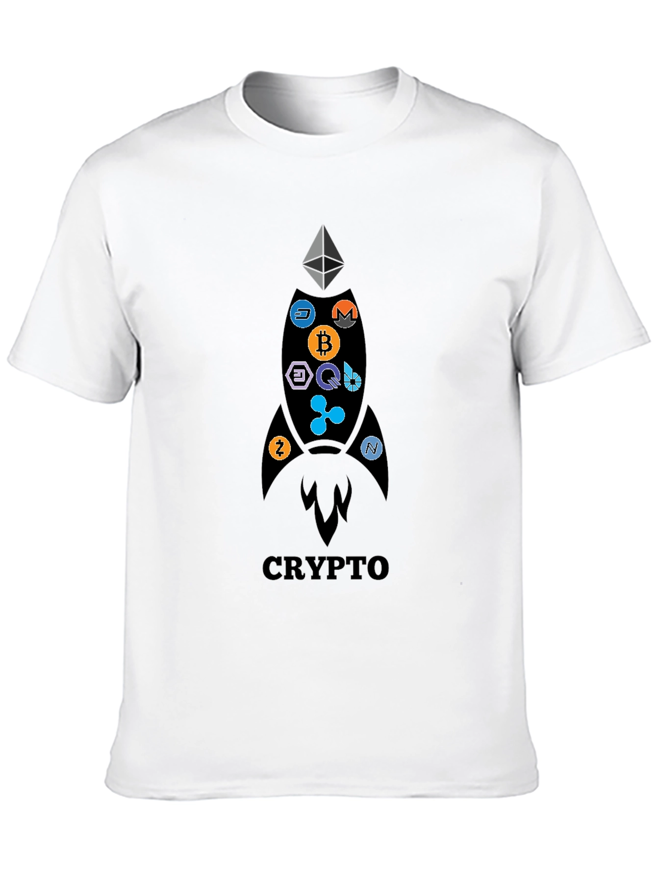 Crypto Rocket T-Shirt - Bitcoin Ethereum and More!