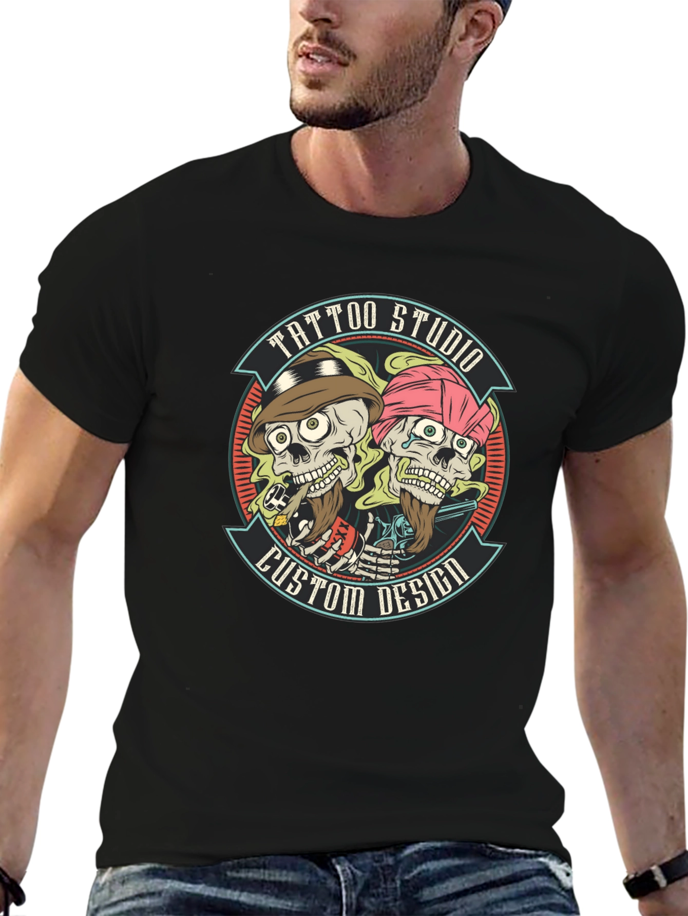 Tattoo Studio Custom Design Black T-Shirt