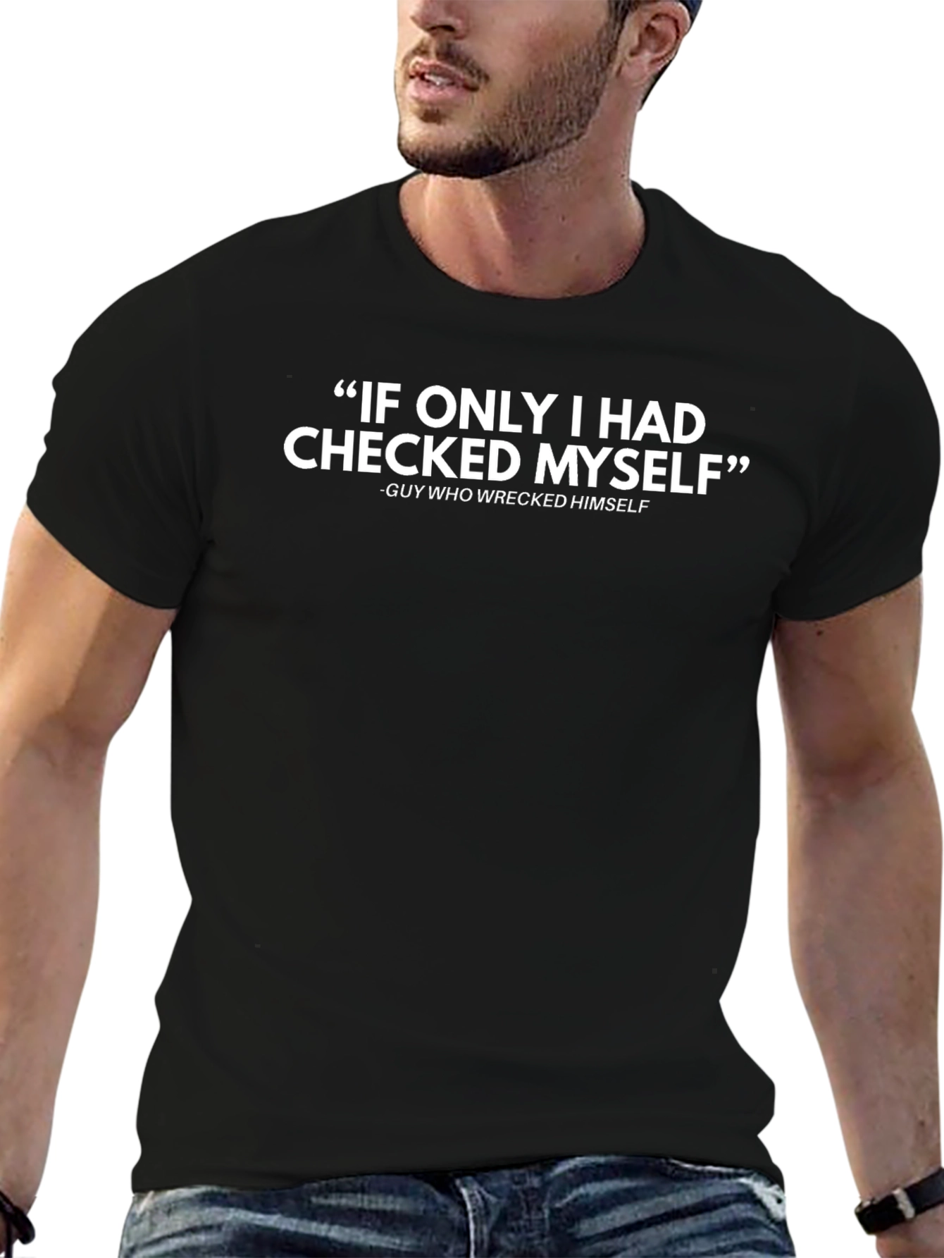 Funny Check Myself Black T-Shirt