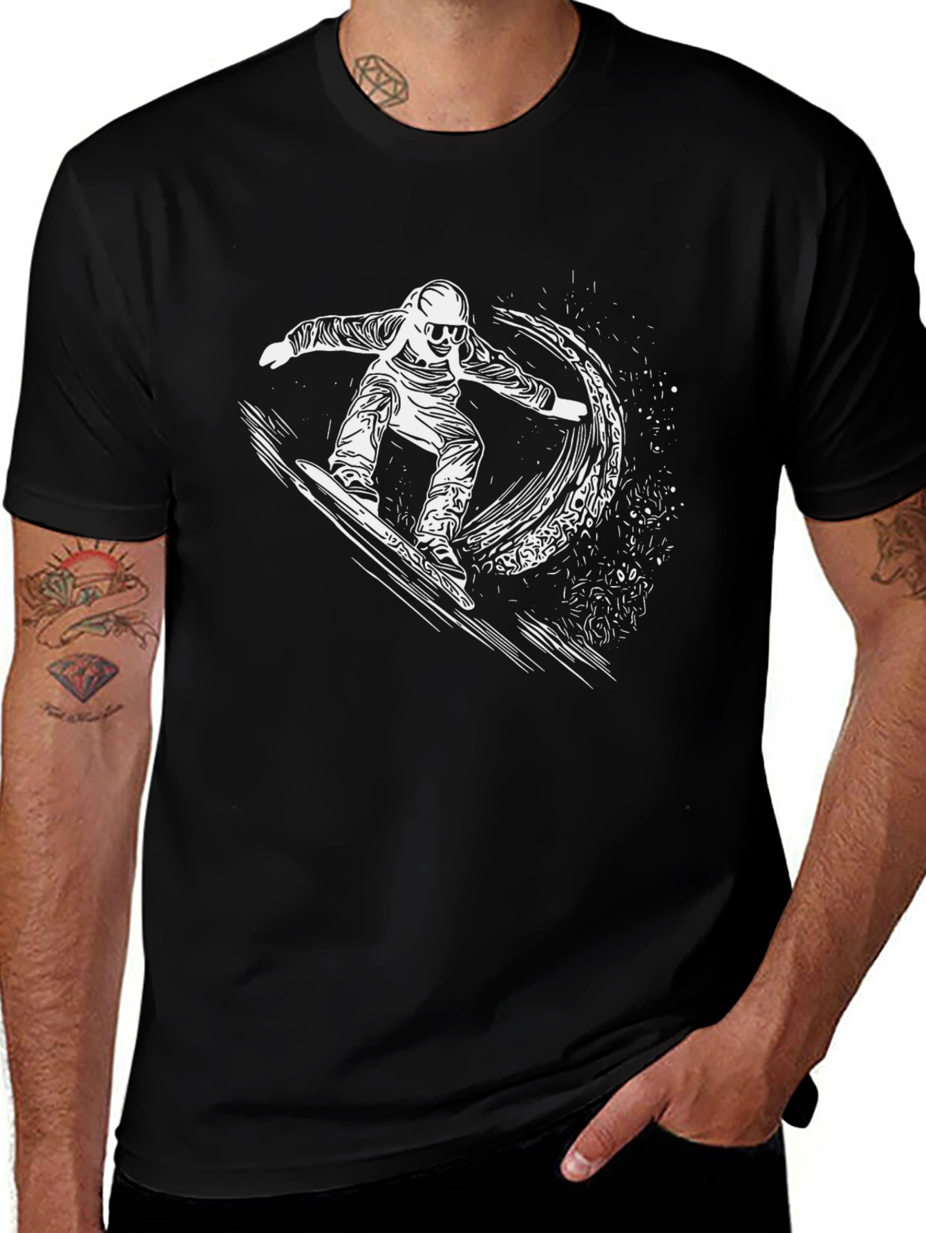 Snowboarder Graphic Tee - Black T-Shirt