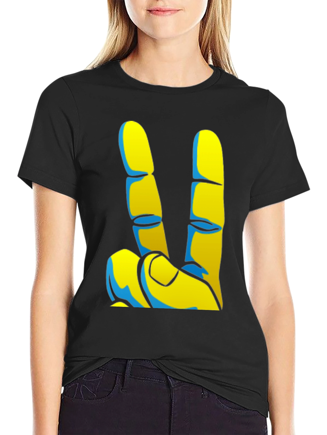 Peace Sign Graphic Tee - Black Casual T-Shirt