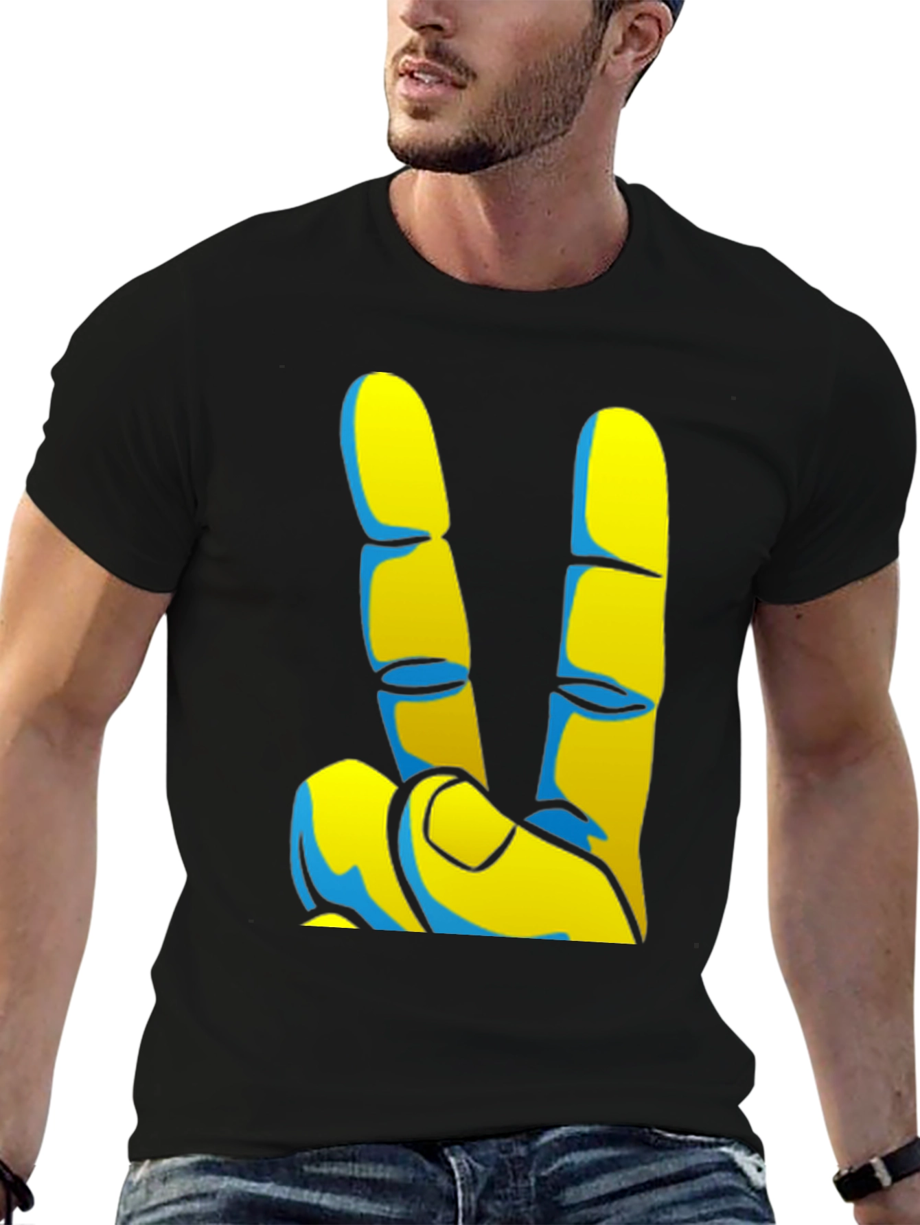 Peace Sign Graphic Tee - Black Casual T-Shirt