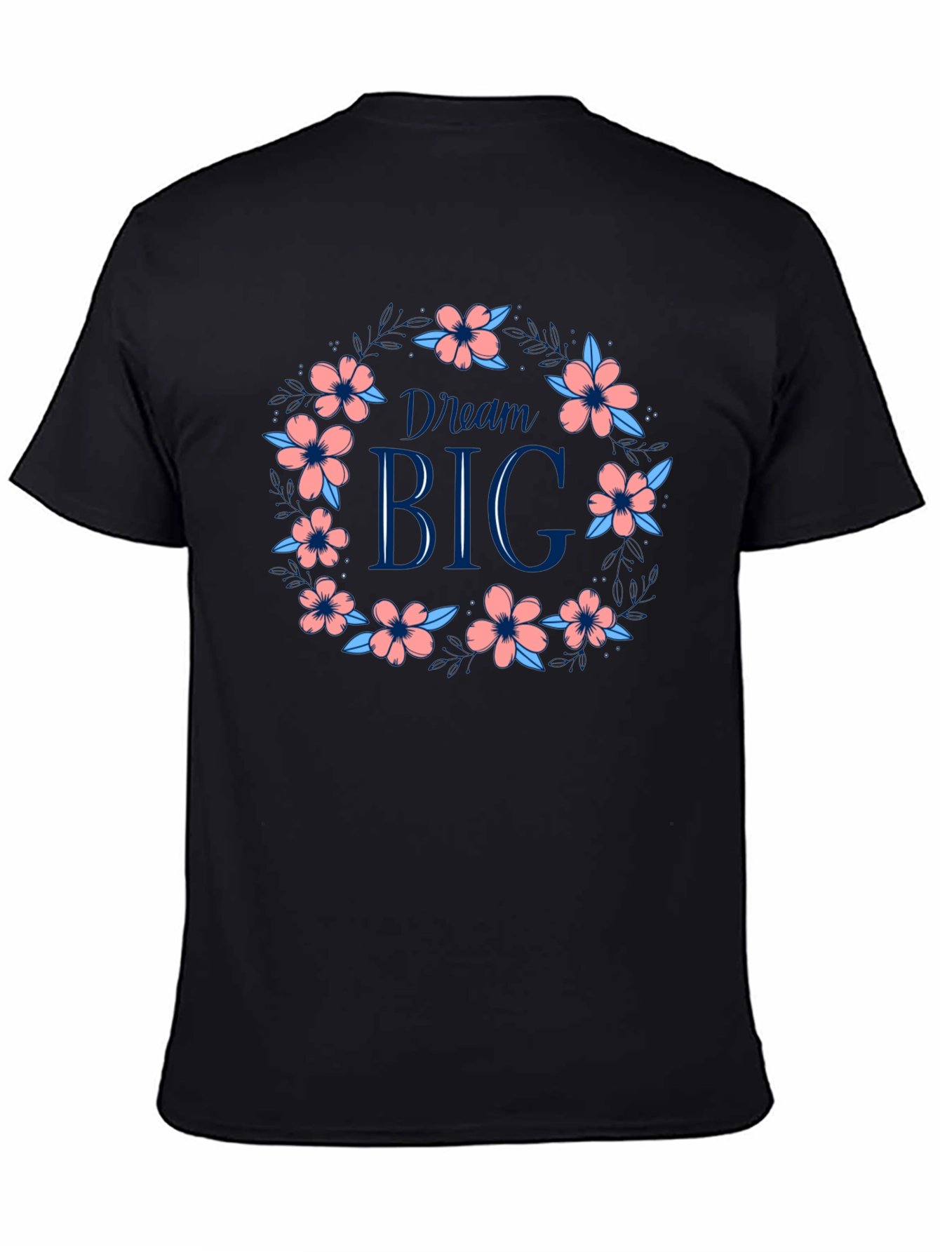 Dream Big Floral Wreath Graphic Tee - Black