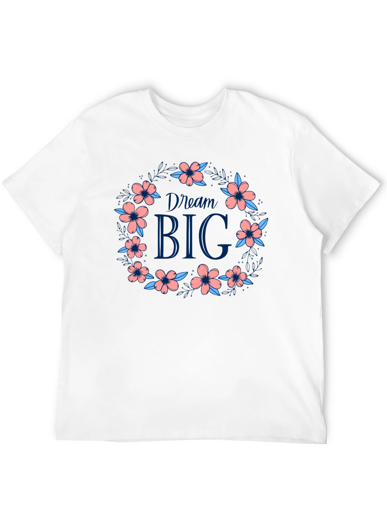 Dream Big Floral Wreath Graphic Tee - Black