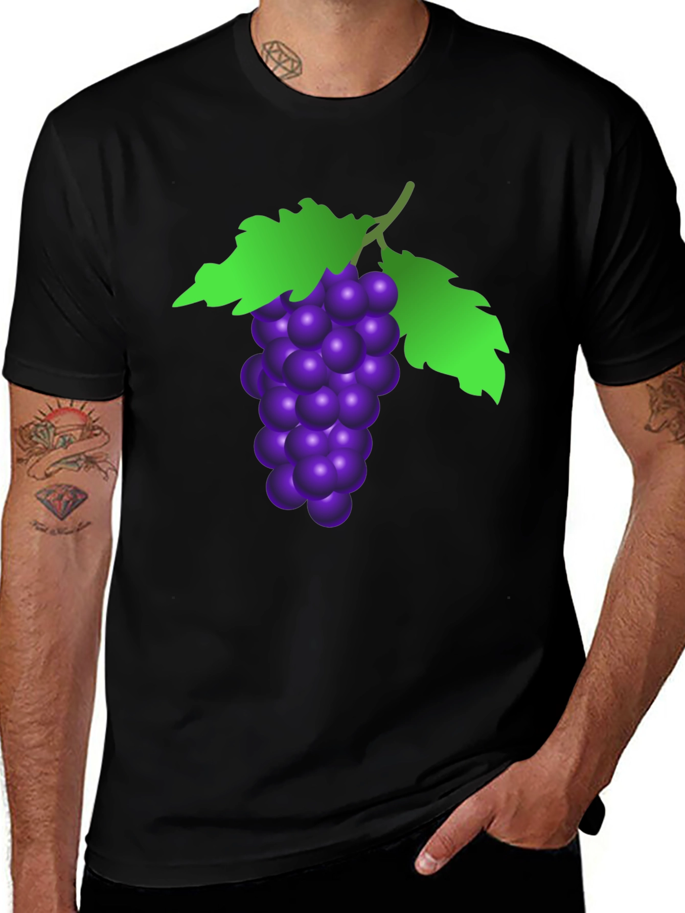 Grape Graphic Tee - Black Cotton T-Shirt