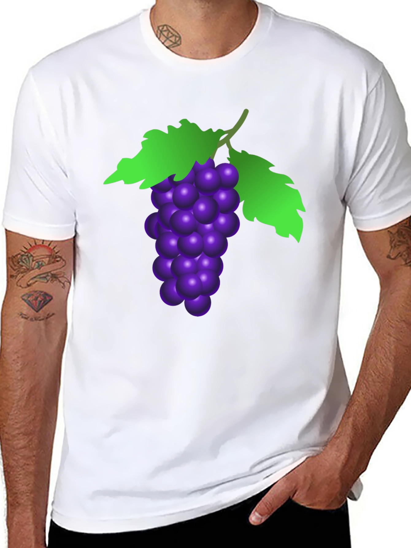 Grape Graphic Tee - Black Cotton T-Shirt