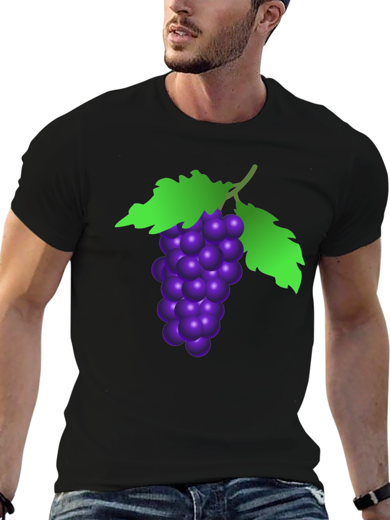 Grape Graphic Tee - Black Cotton T-Shirt