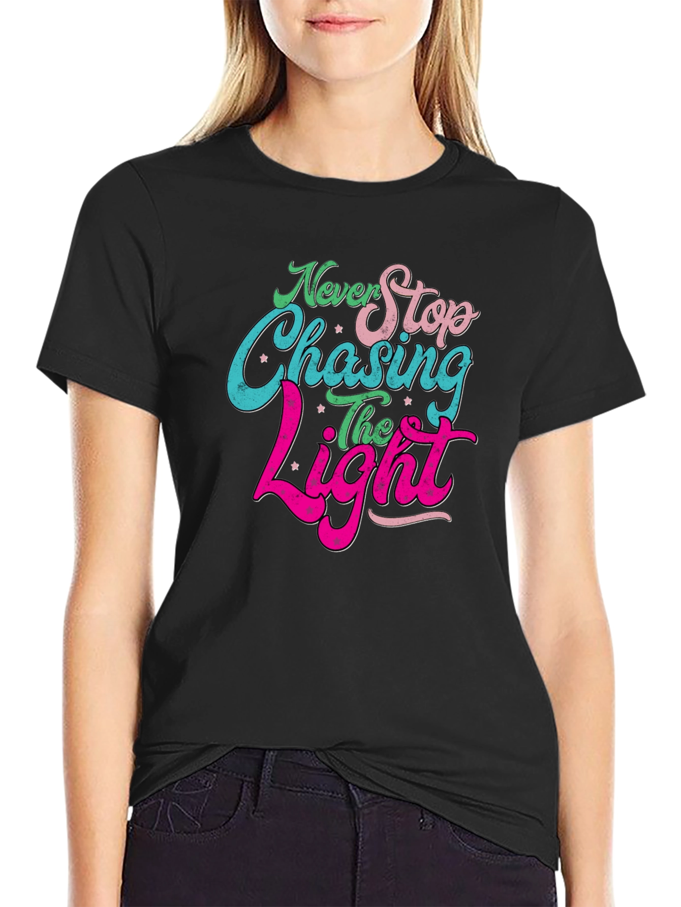 Never Stop Chasing the Light Black T-Shirt