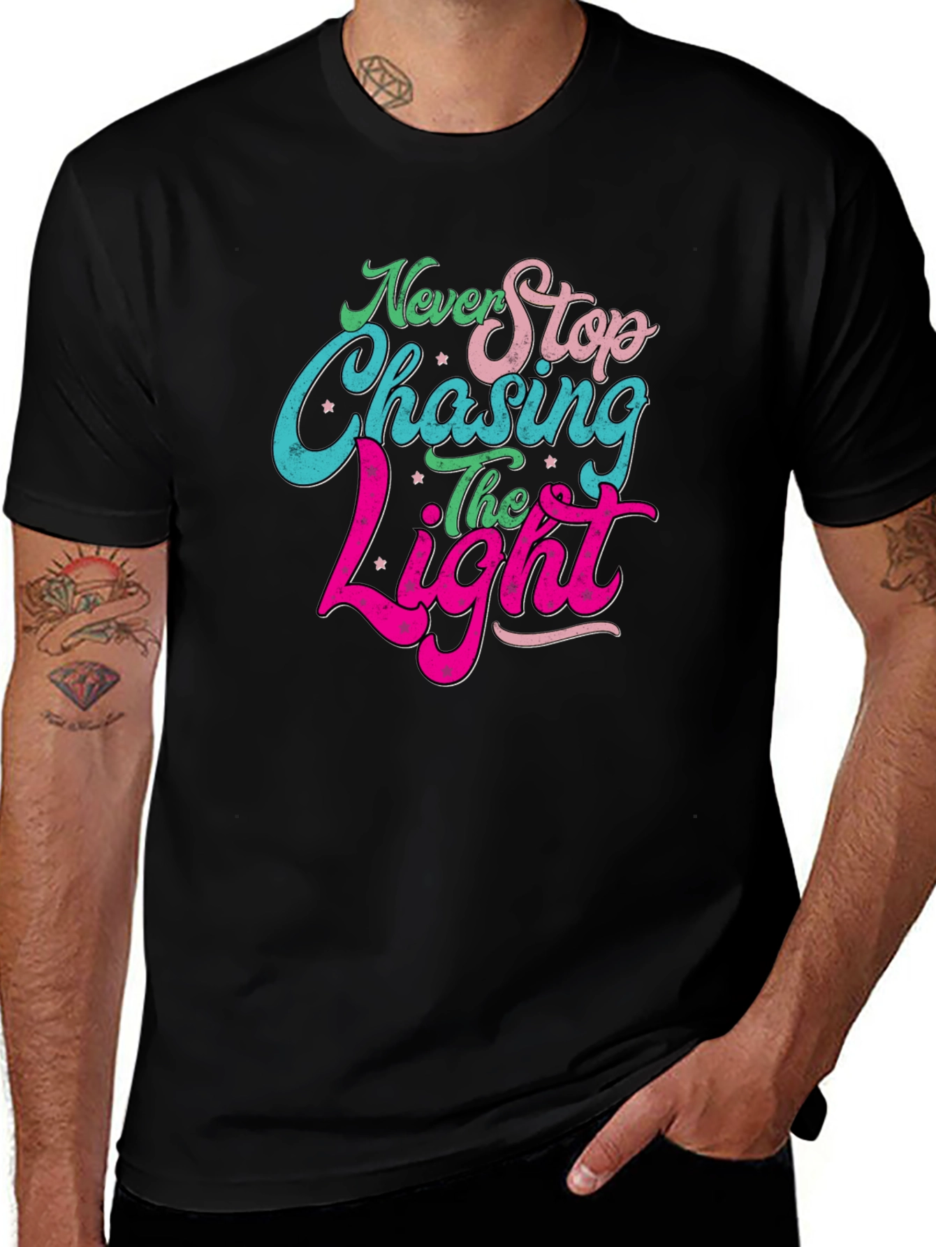 Never Stop Chasing the Light Black T-Shirt