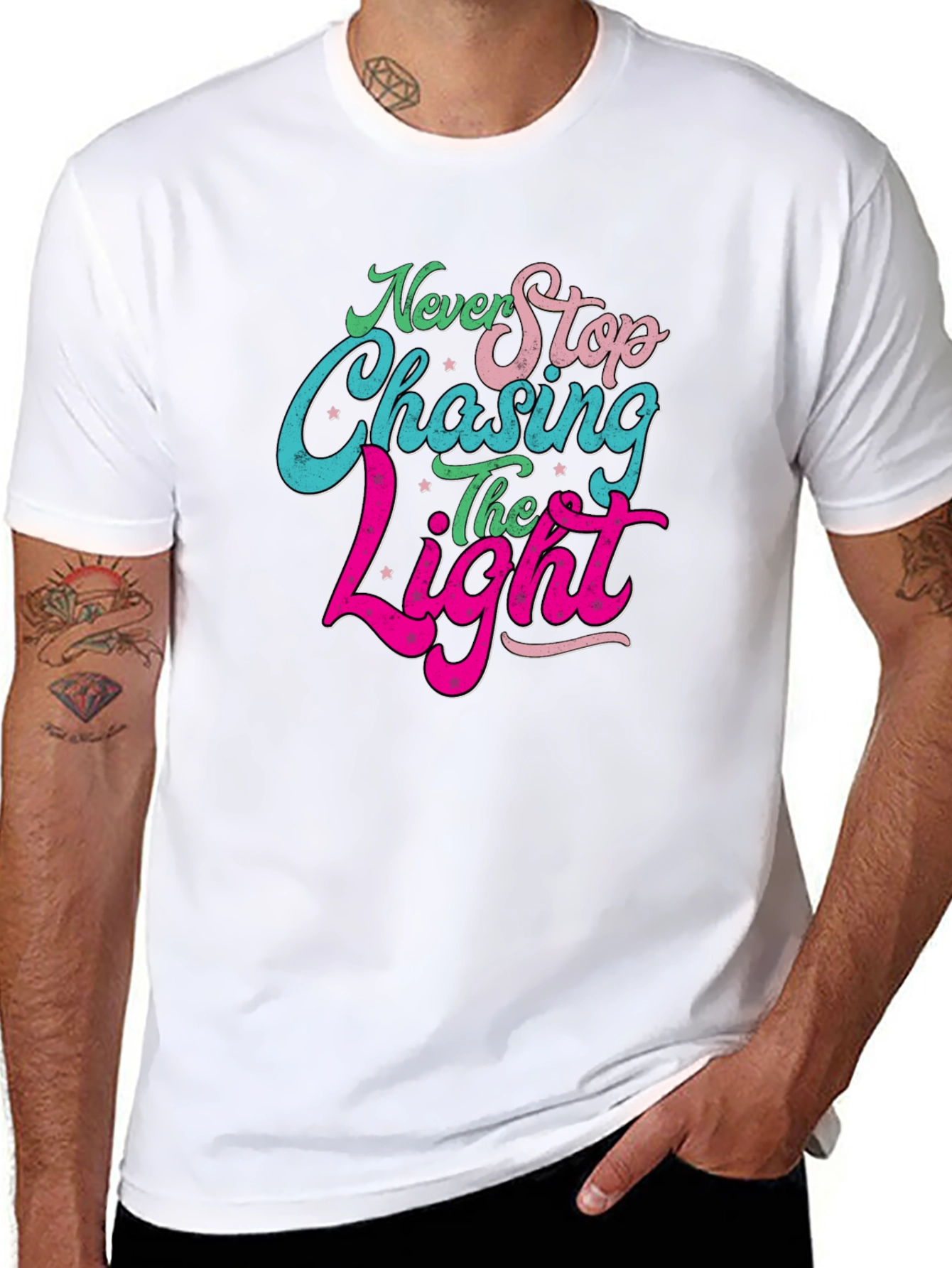 Never Stop Chasing the Light Black T-Shirt