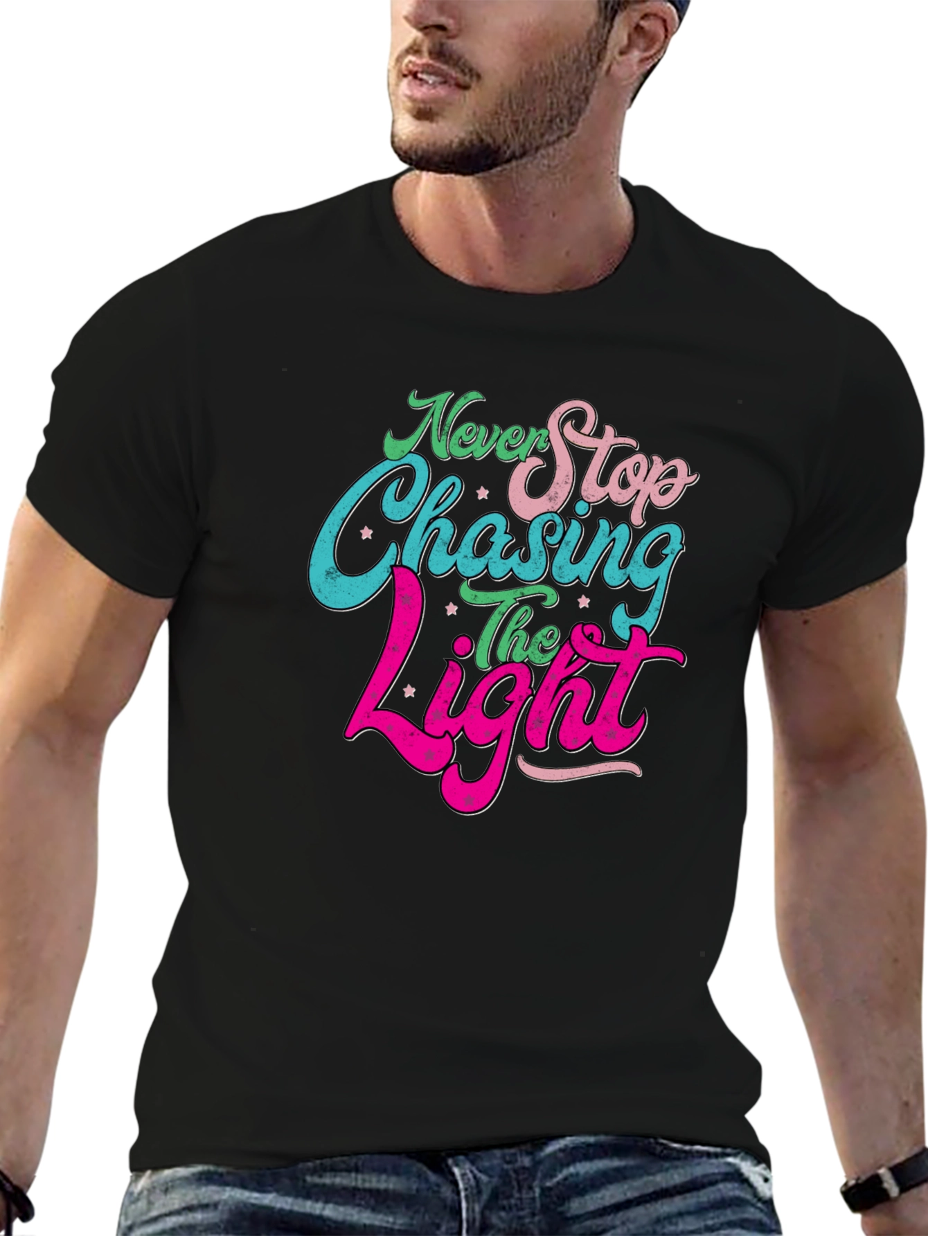 Never Stop Chasing the Light Black T-Shirt