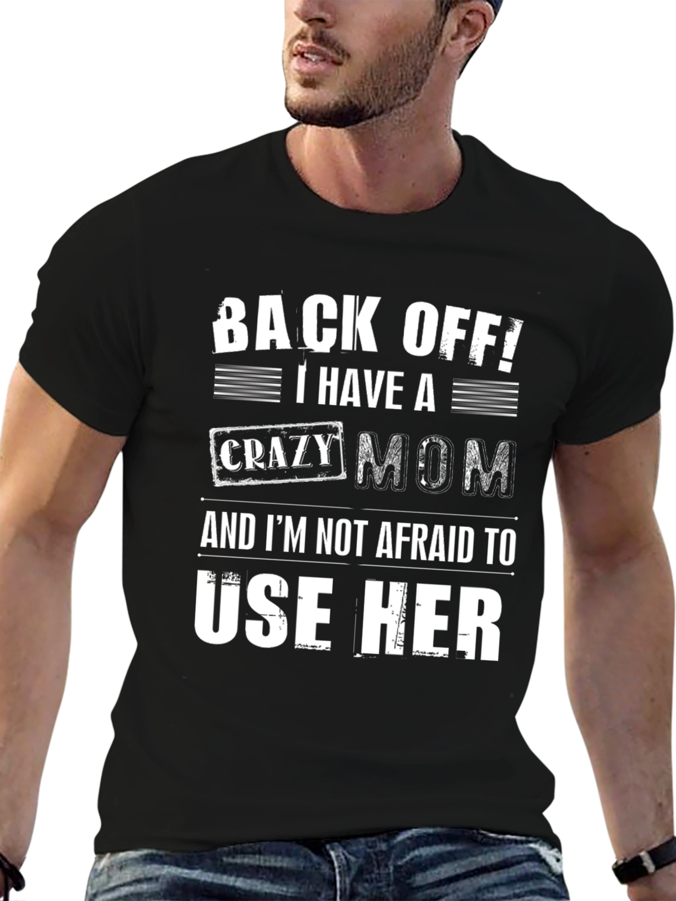 Funny Back Off! Crazy Mom Graphic Tee