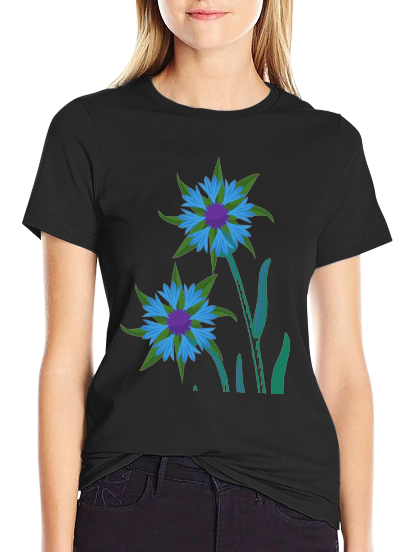 Floral Graphic T-Shirt - Black
