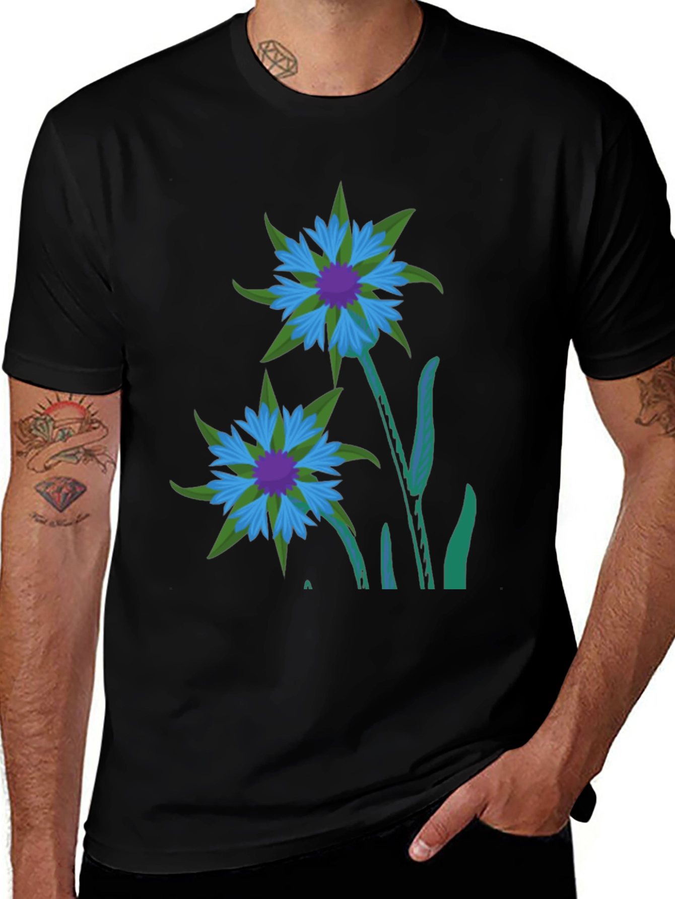 Floral Graphic T-Shirt - Black