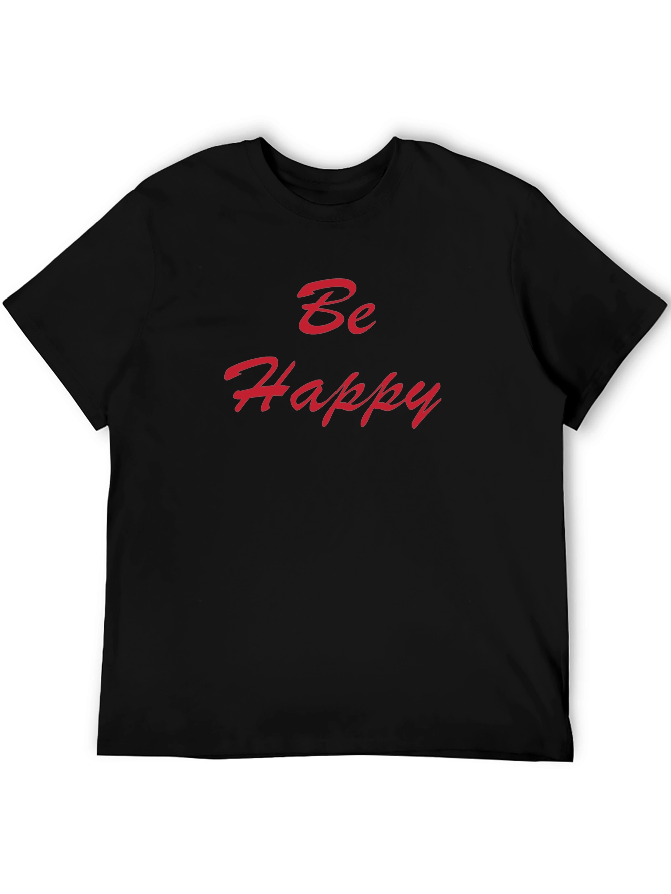 Be Happy Black Cotton Tee - Stylish Graphic T-Shirt