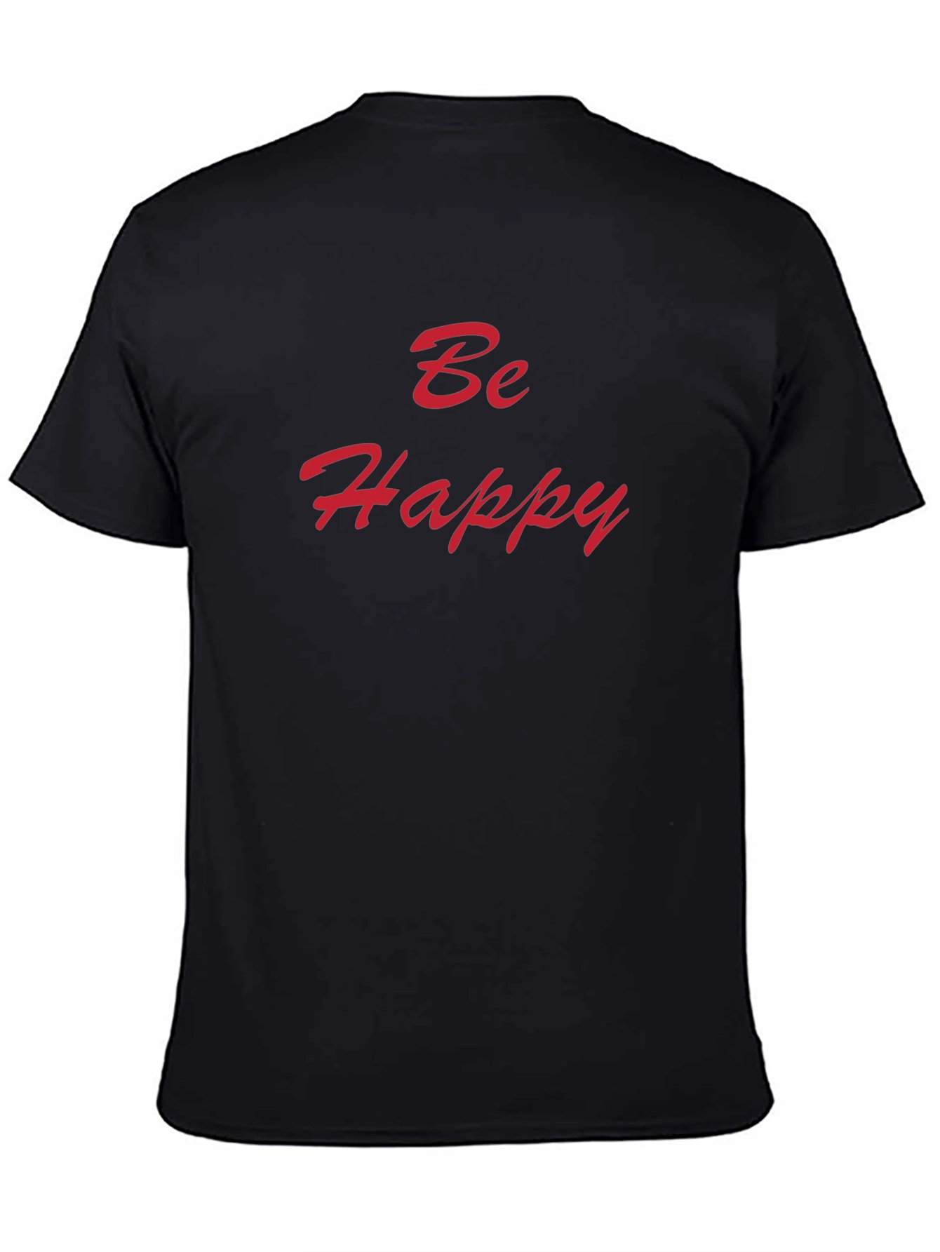 Be Happy Black Cotton Tee - Stylish Graphic T-Shirt