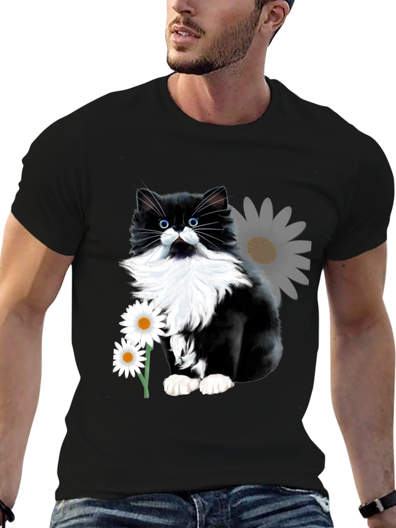 Black Cat & Daisy T-Shirt