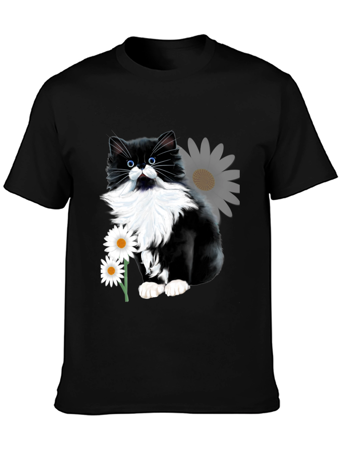 Black Cat & Daisy T-Shirt