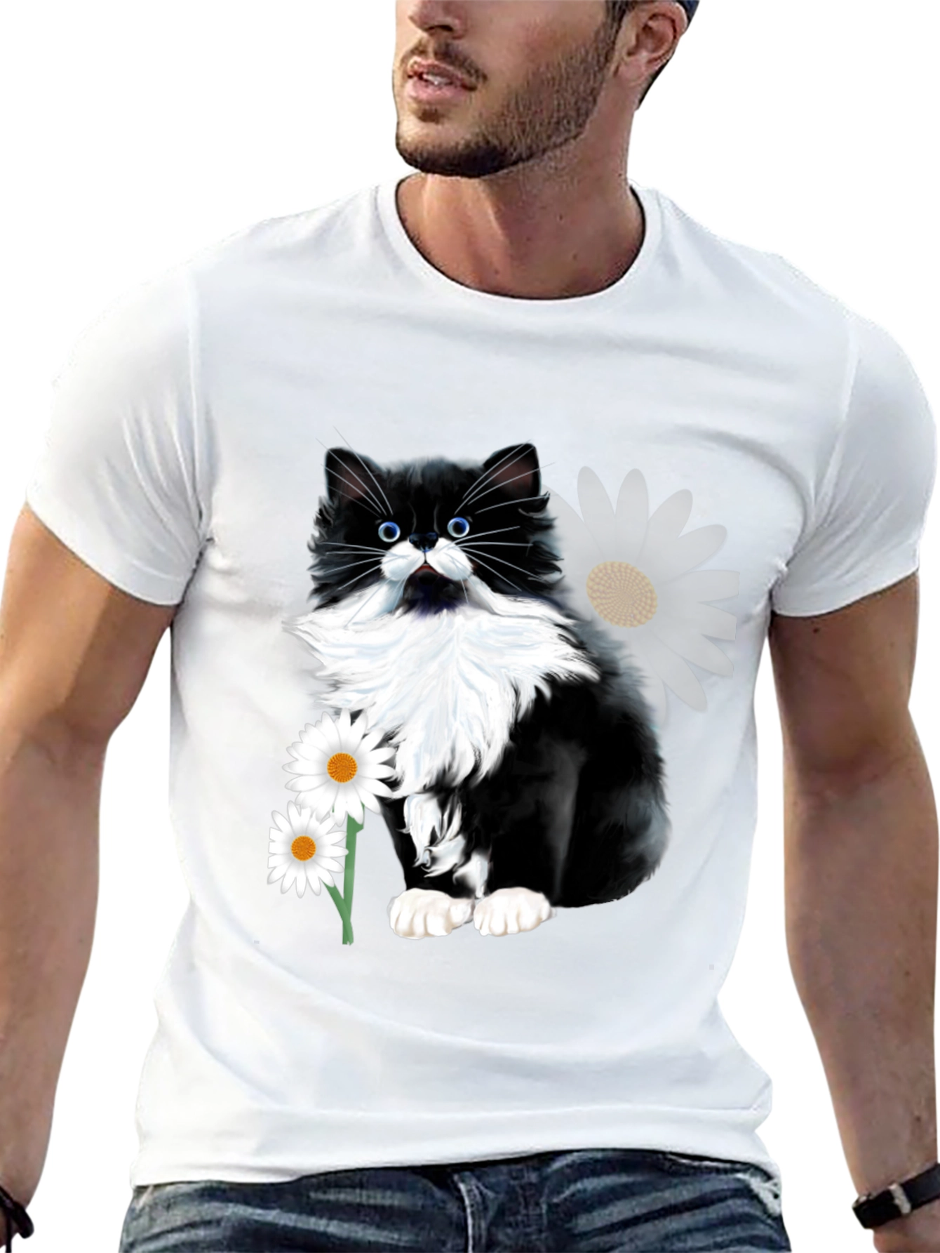 Black Cat & Daisy T-Shirt