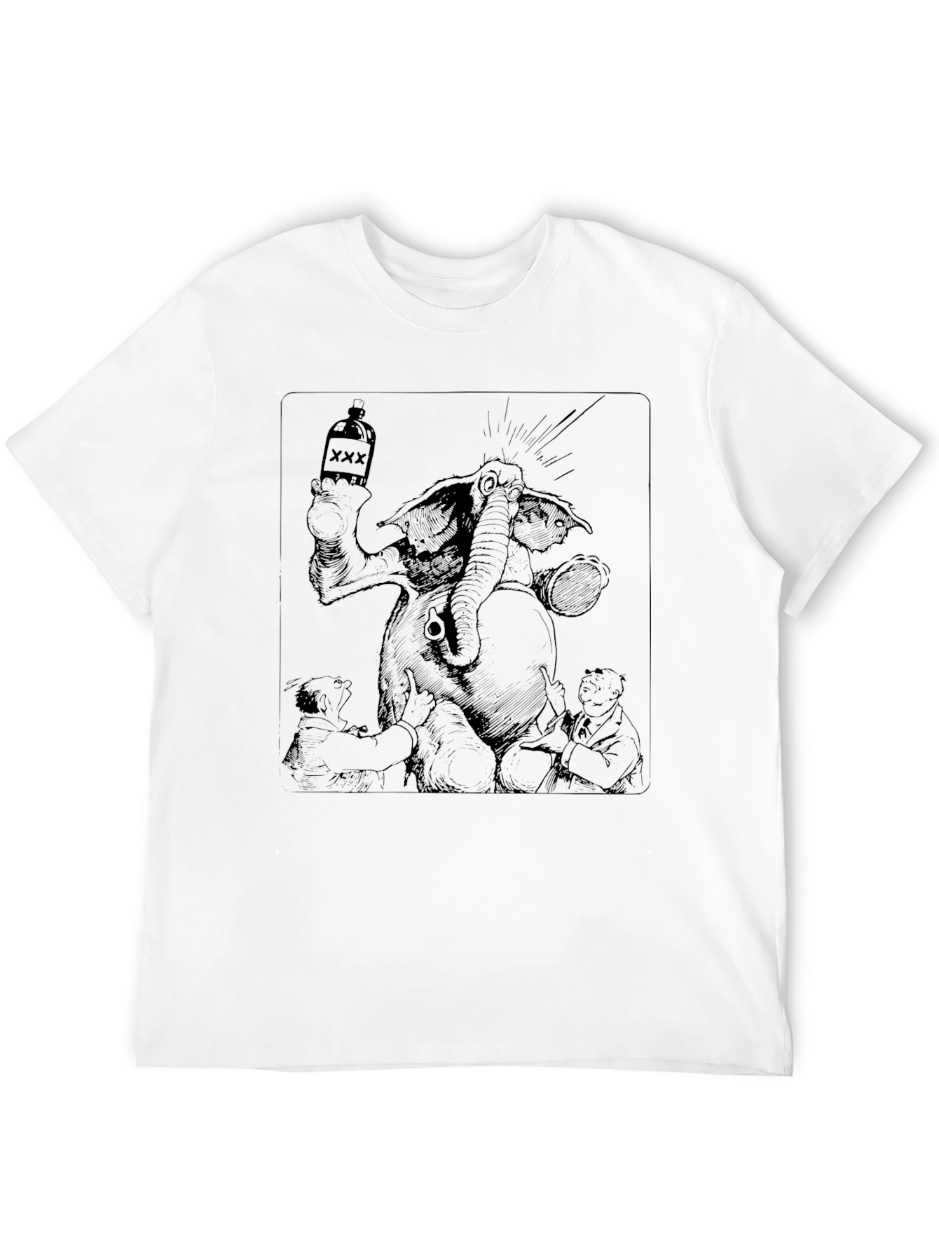 Black Graphic Tee - Elephant & Booze Design